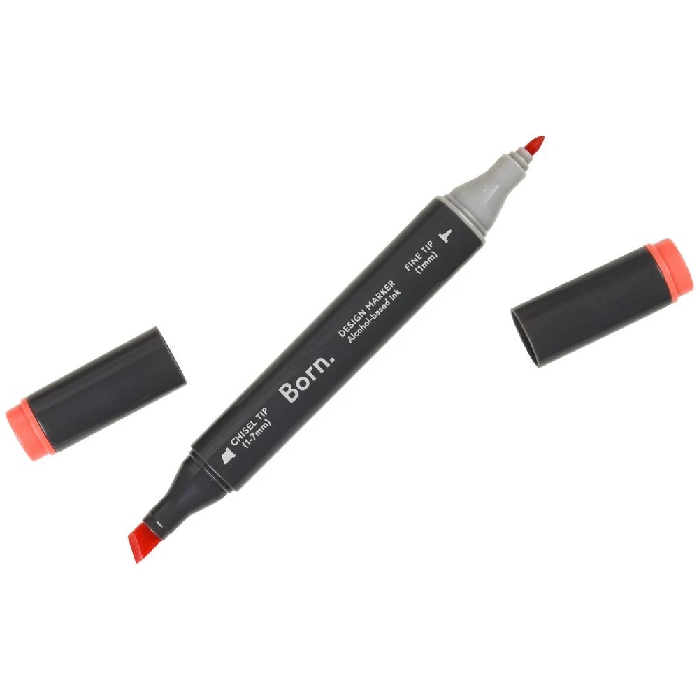 3 Born Professional Dual-Tip Artist Marker Vermillion R687, 3 of 4