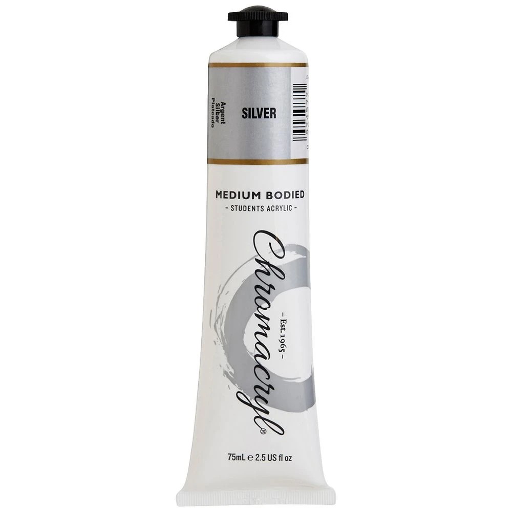 1 Chromacryl Student Acrylic Paint 75mL Silver, 1 of 1
