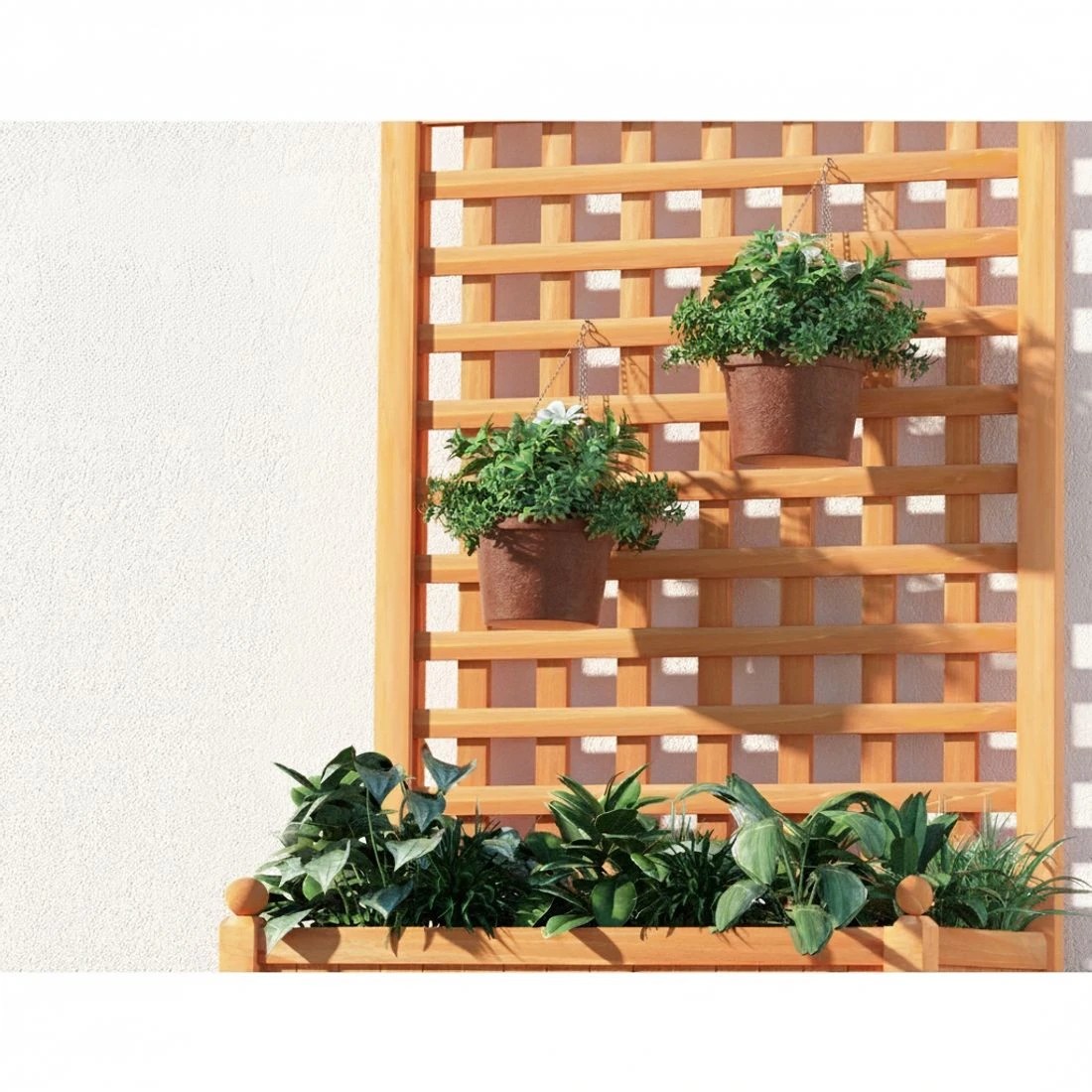 3 Green Fingers Garden Bed Wooden 64x35x115cm Planter Raised Box Container Trellis - Brown, 3 of 5