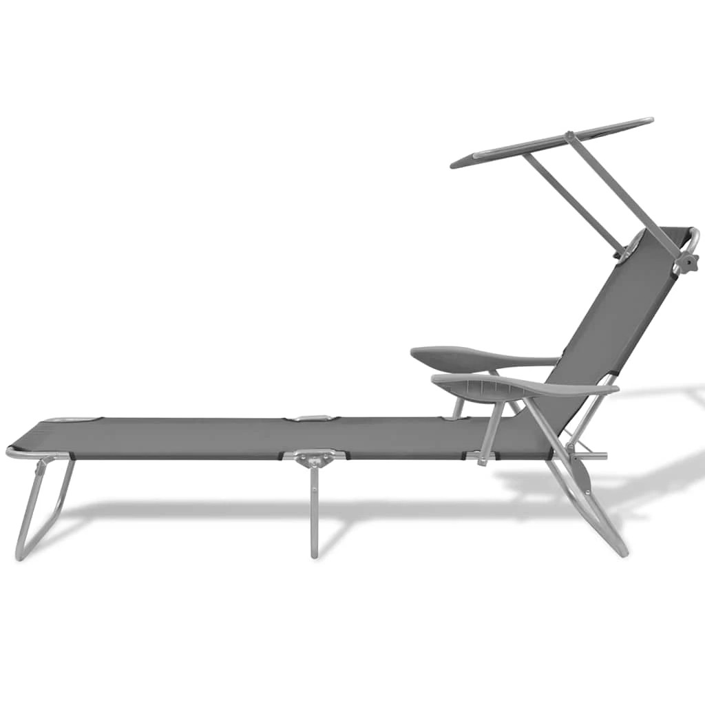 2 vidaXL Sunlounger Foldable - Grey, 2 of 8