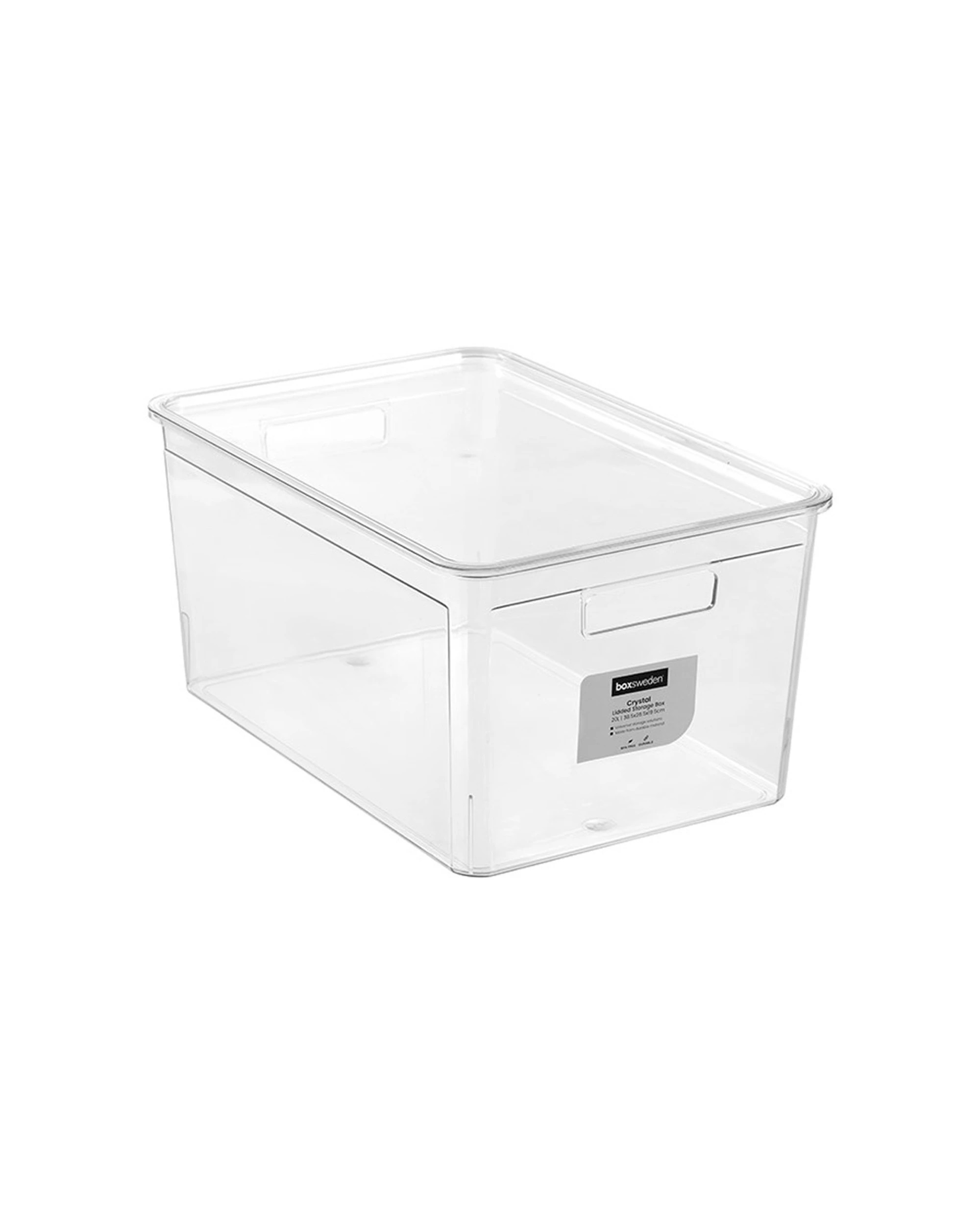 1 Boxsweden Crystal Stackable Lidded Organisation Storage Box 20L - Clear, 1 of 9