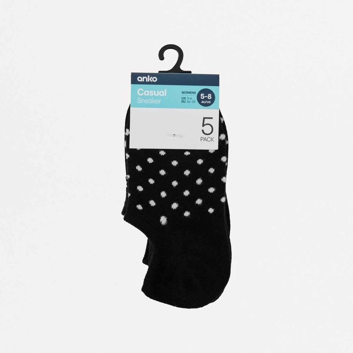 3 5 Pack Jacquard Sneaker Socks BLACK, 3 of 3