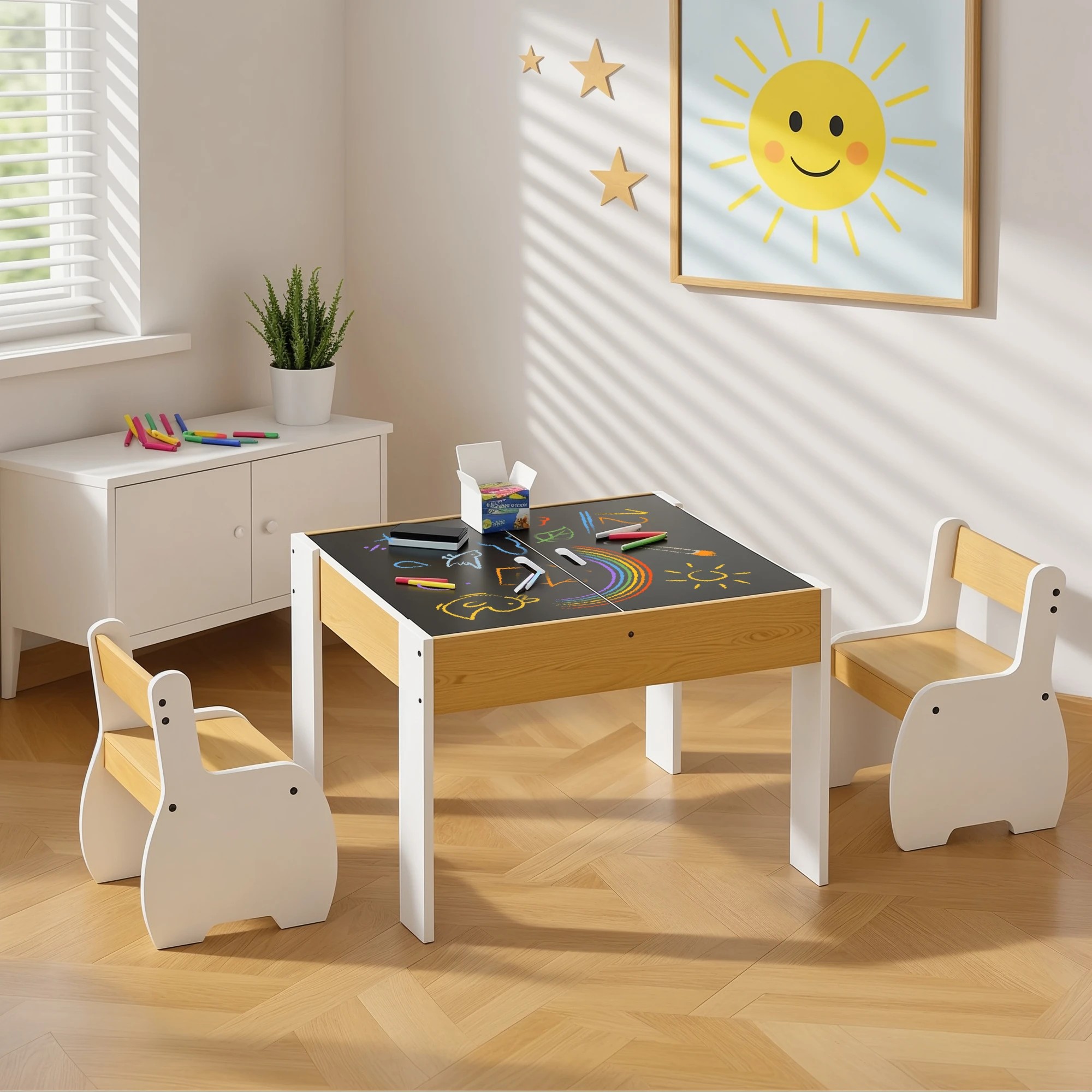 8 Advwin Kids Table and Chairs Set, 8 of 10
