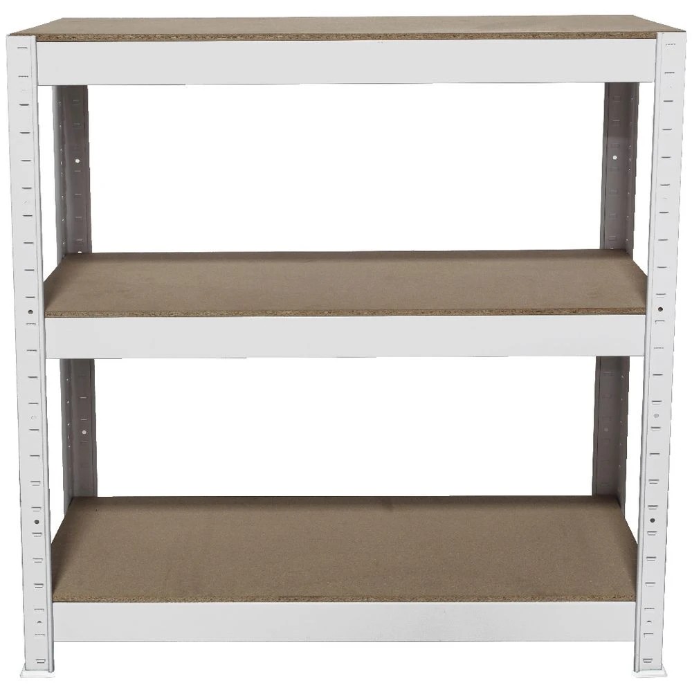 3 Cobalt 3 Shelf Metal Shelving Unit White Shelves Home Office Storage, 3 of 9