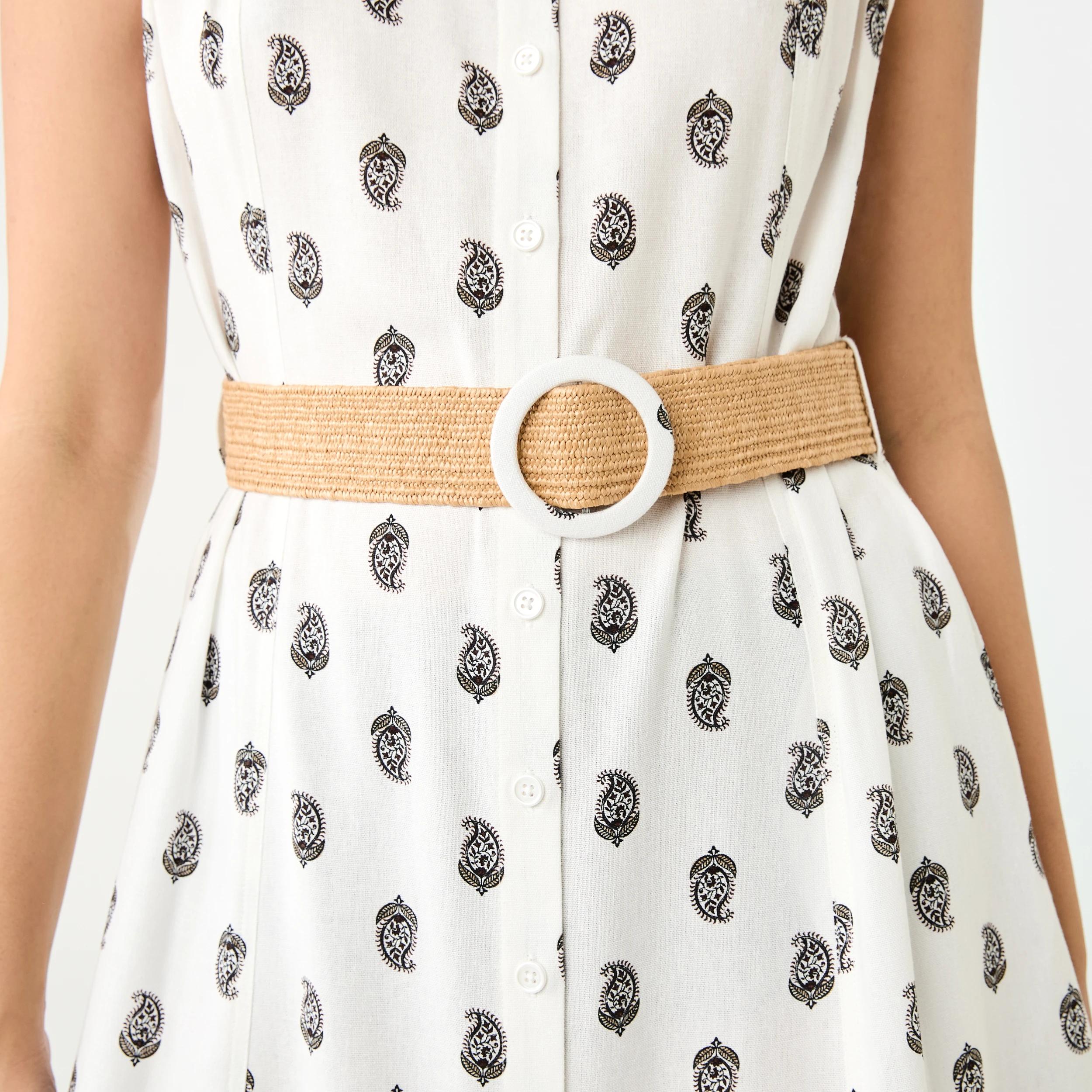 7 Sleeveless Collared Linen Blend Midi Dress Paisley Cd, 7 of 8