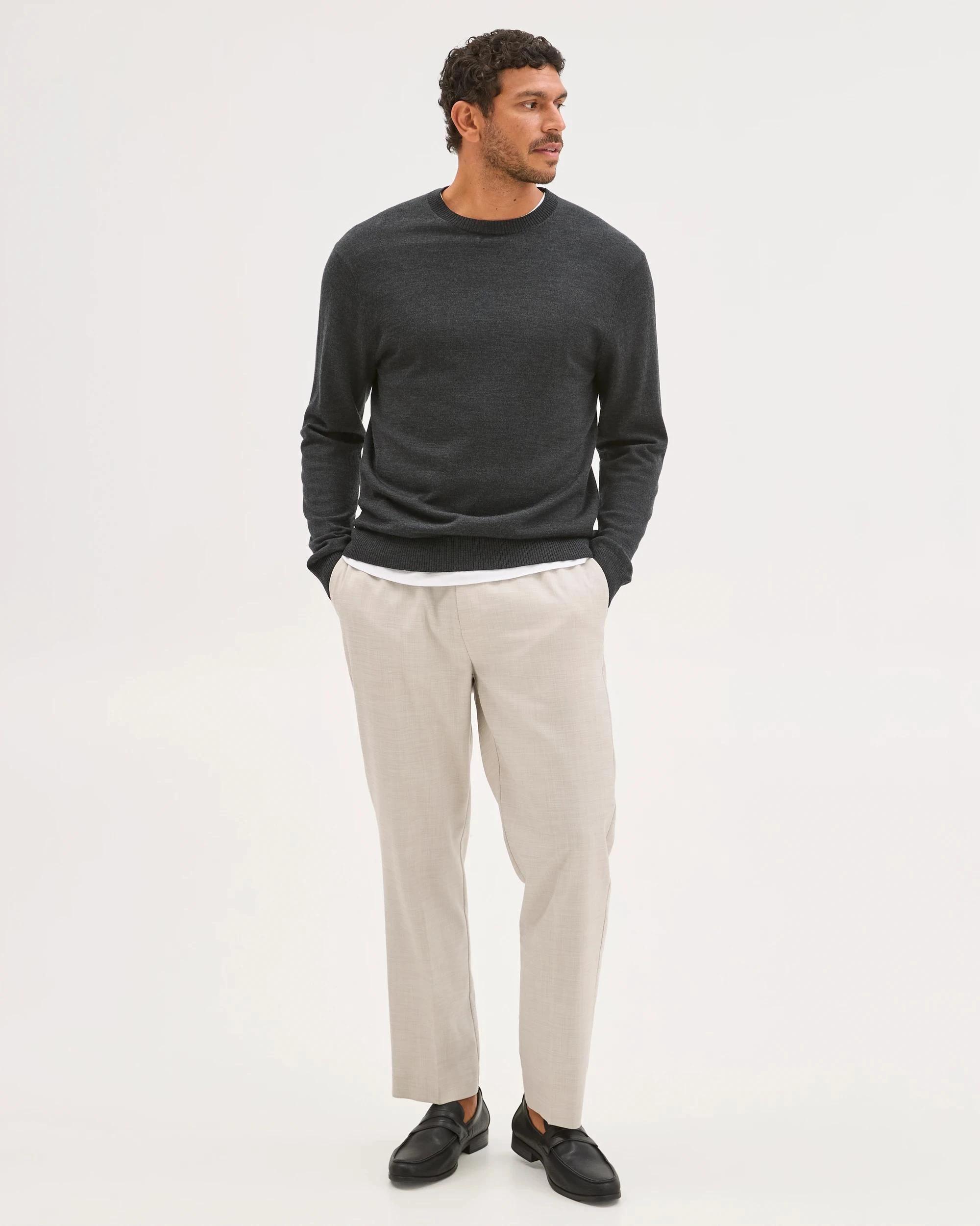 2 Preview Australian Merino Wool Knit Jumper BLACK, 2 of 7