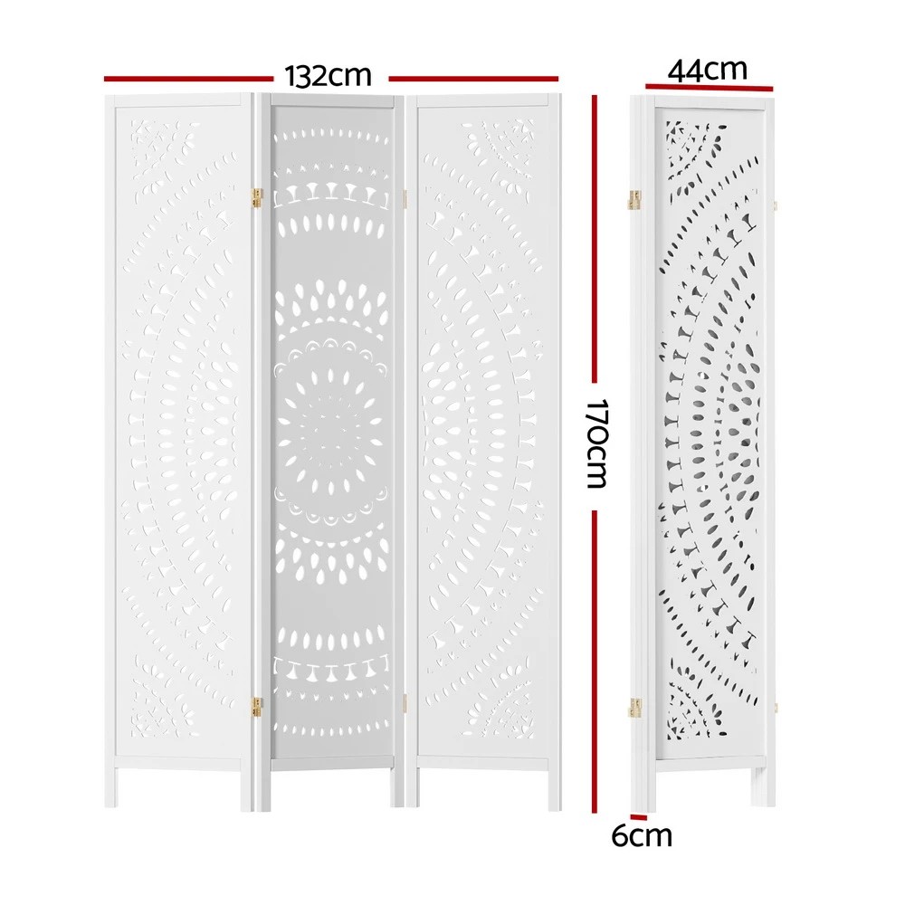 2 Artiss 3 Panel Room Divider Screen 132x170cm Circle - White, 2 of 7