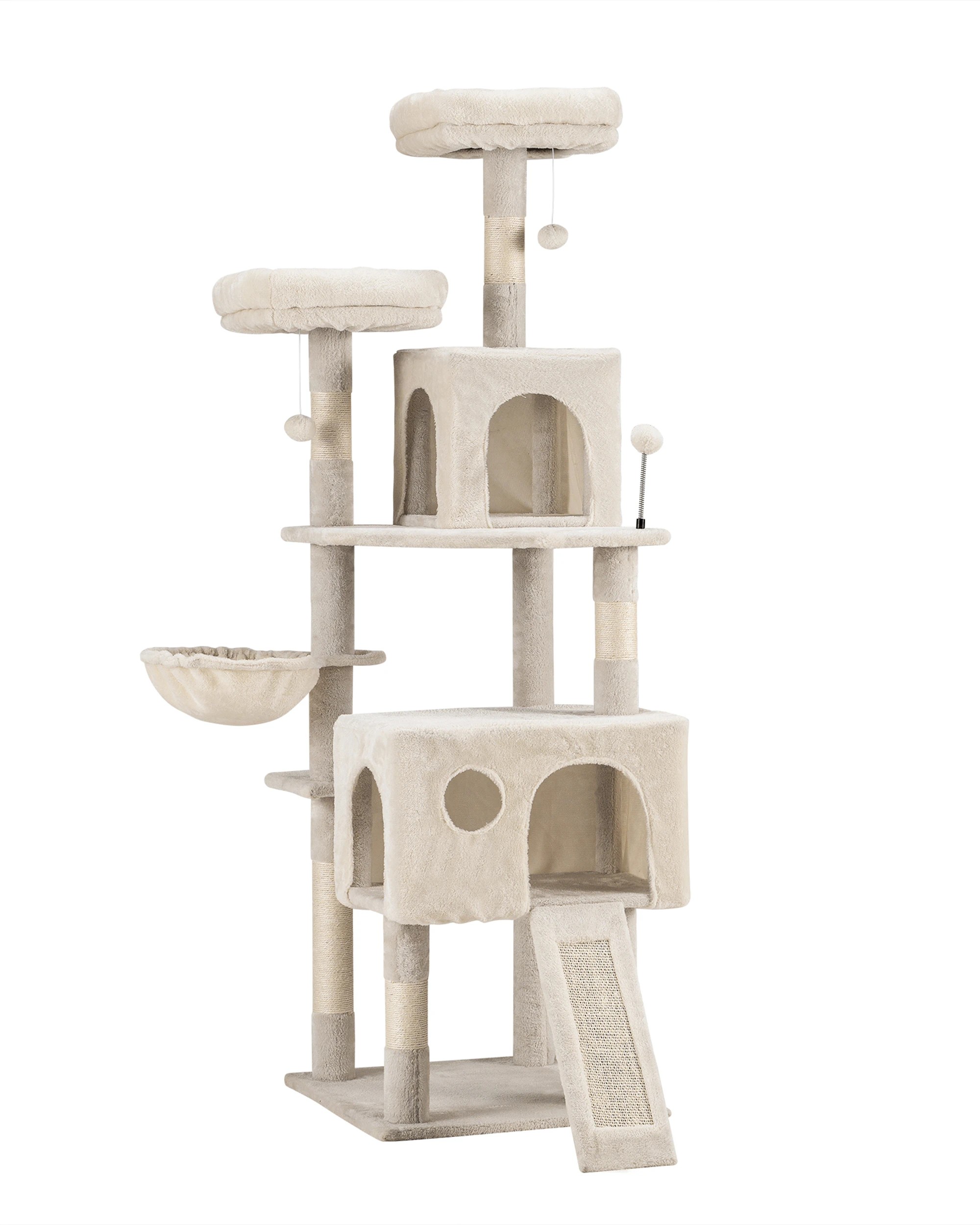 1 Petzly Cat Tree Tower Scratching Post Scratcher Condo House Bed 164cm Beige, 1 of 10