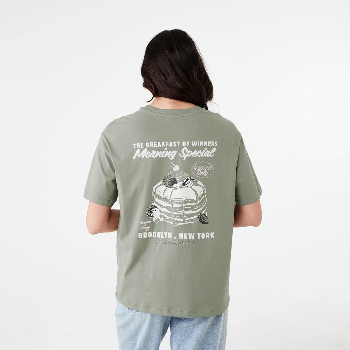 3 Short Sleeve Oversized Boyfriend T-shirt BREAKFAST SOFT KHAKI, 3 of 6