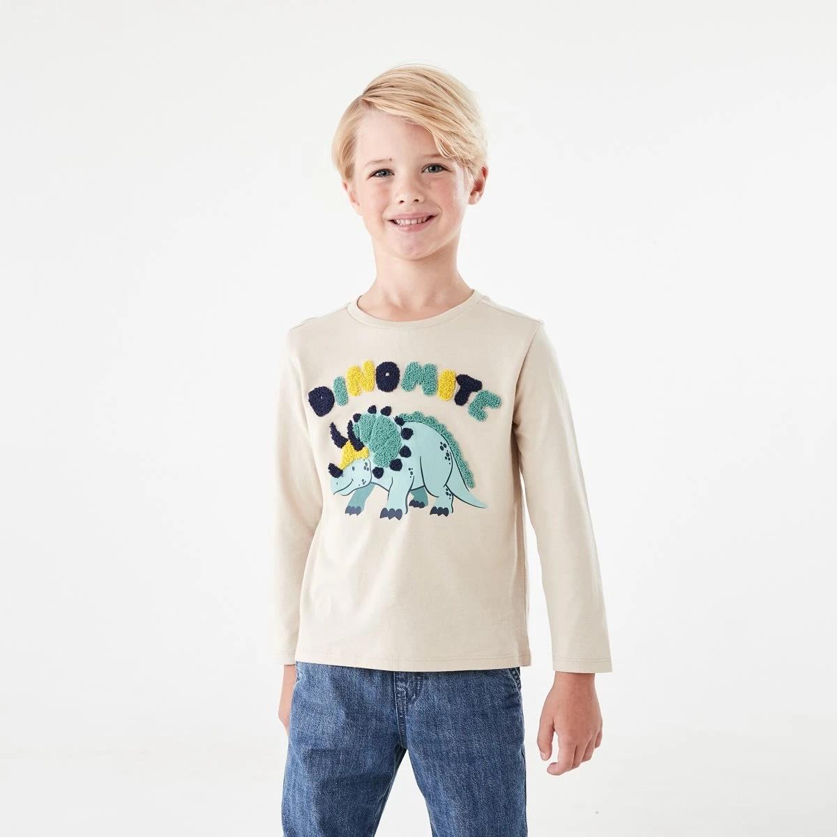 1 Long Sleeve Boucle T-shirt Bge Dino, 1 of 8