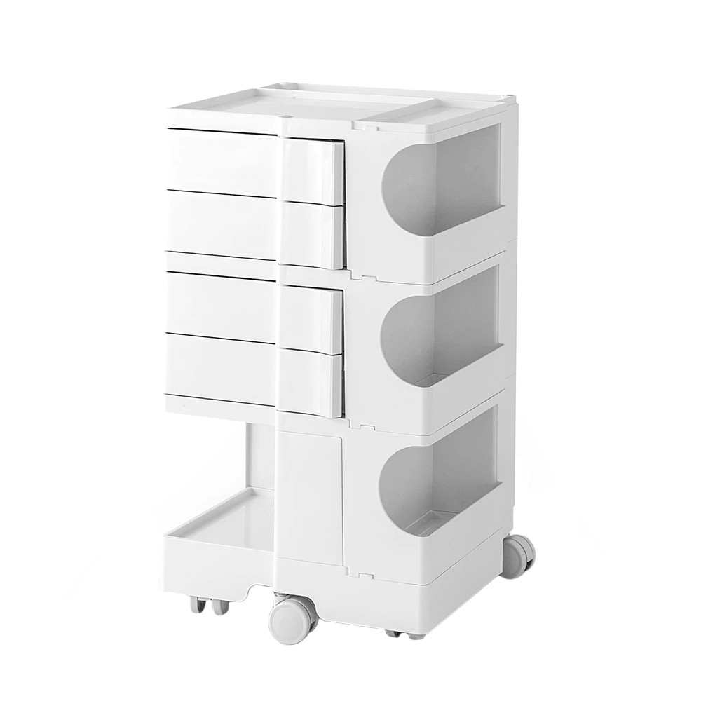 1 Artiss Storage Trolley Cart Bedside Table 5 Tier - White, 1 of 9