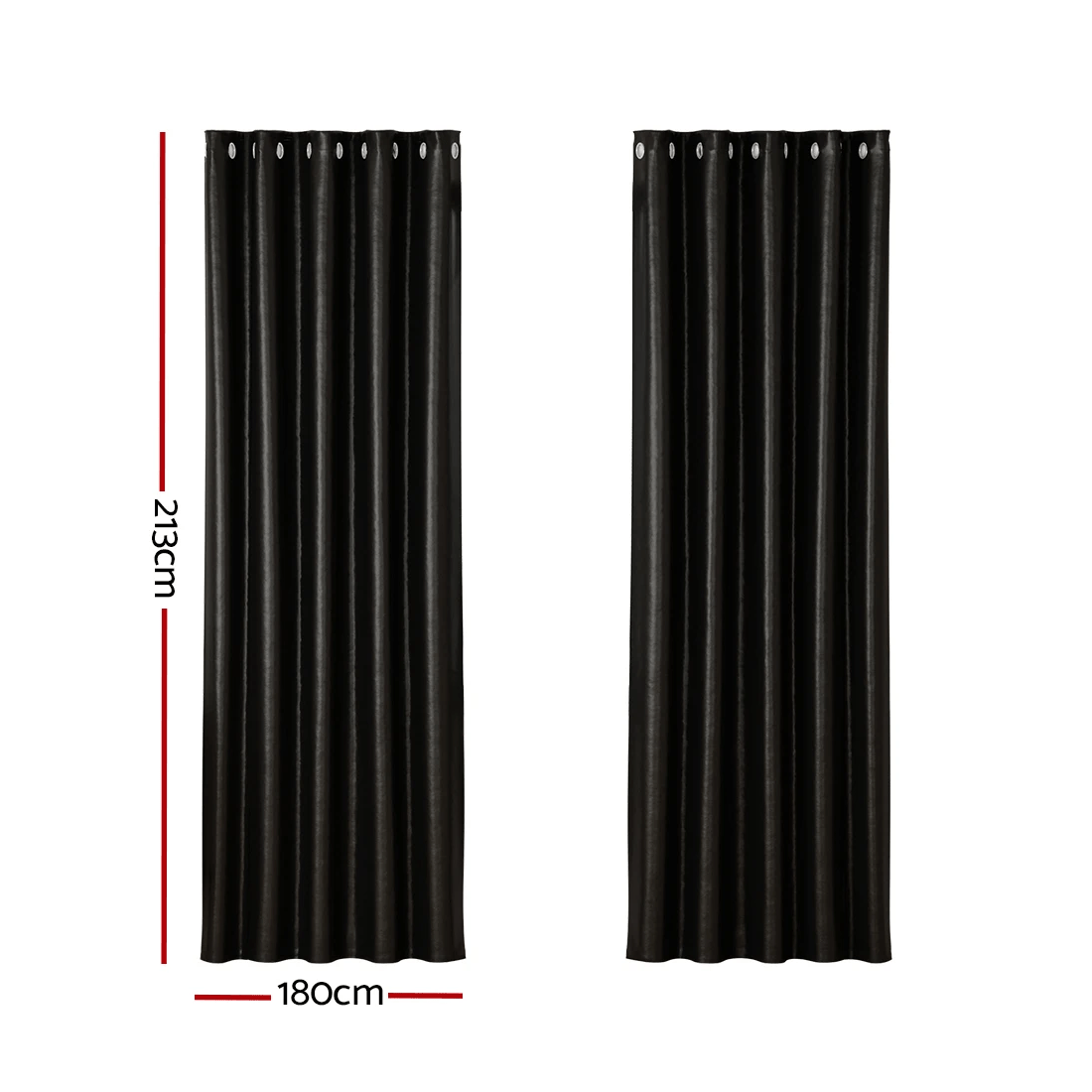 2 Artiss 2X Blockout Curtains Eyelet 180x213cm Shine - Black, 2 of 6