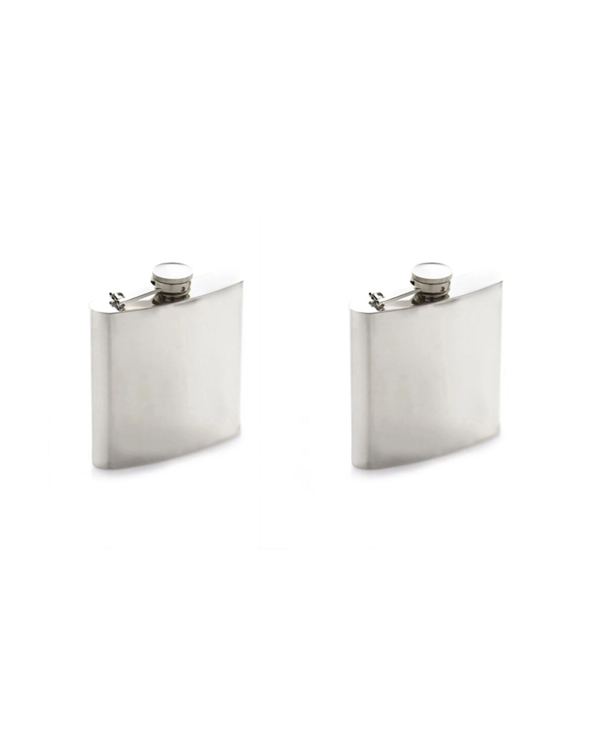 1 BarCraft 2PK Polished Stainless Steel Hip Flask 170ml Portable Drinkware - Silver, 1 of 7