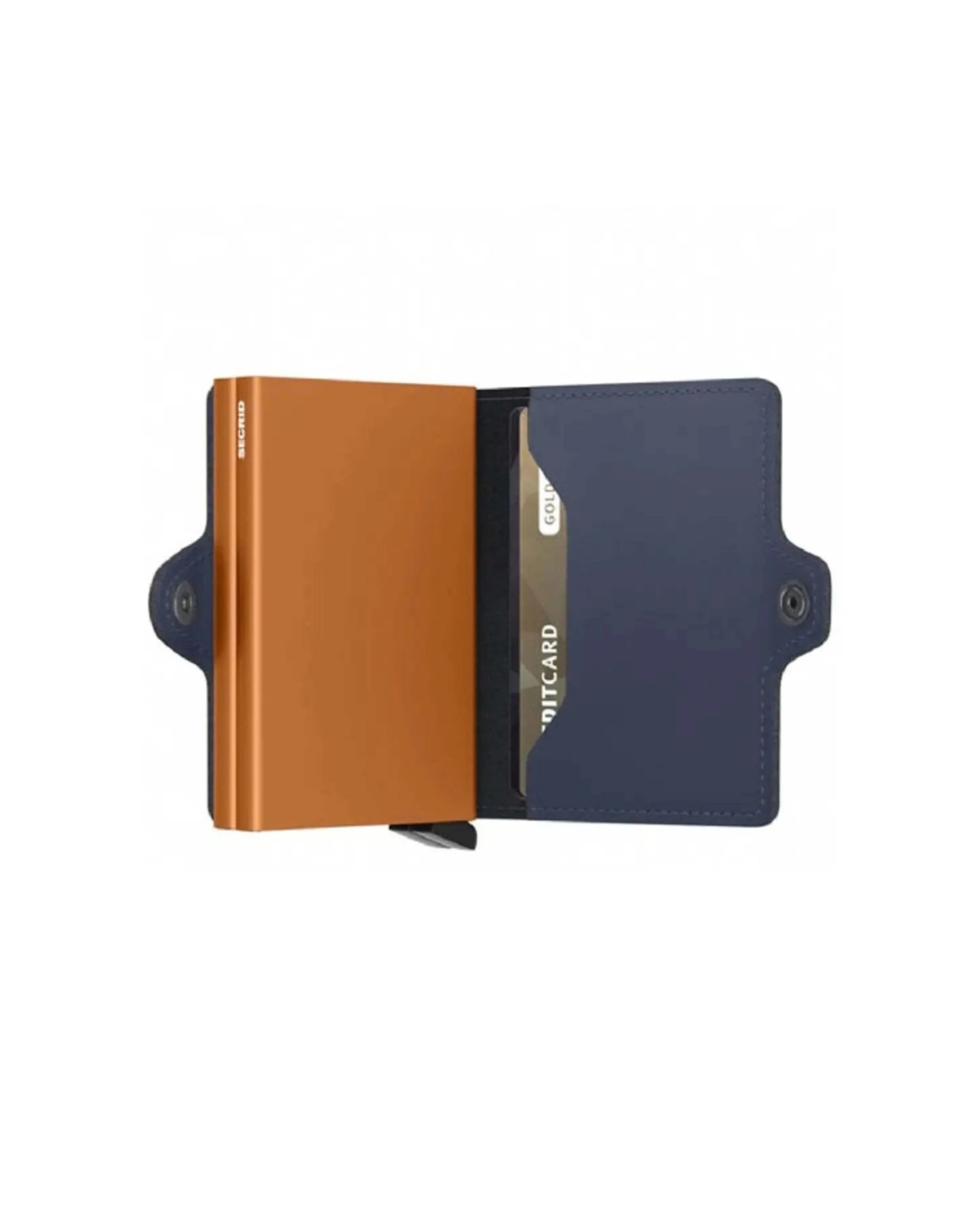 3 Secrid Twinwallet Compact RFID Matte Leather Card Wallet Secure Closure Night - Orange, 3 of 5