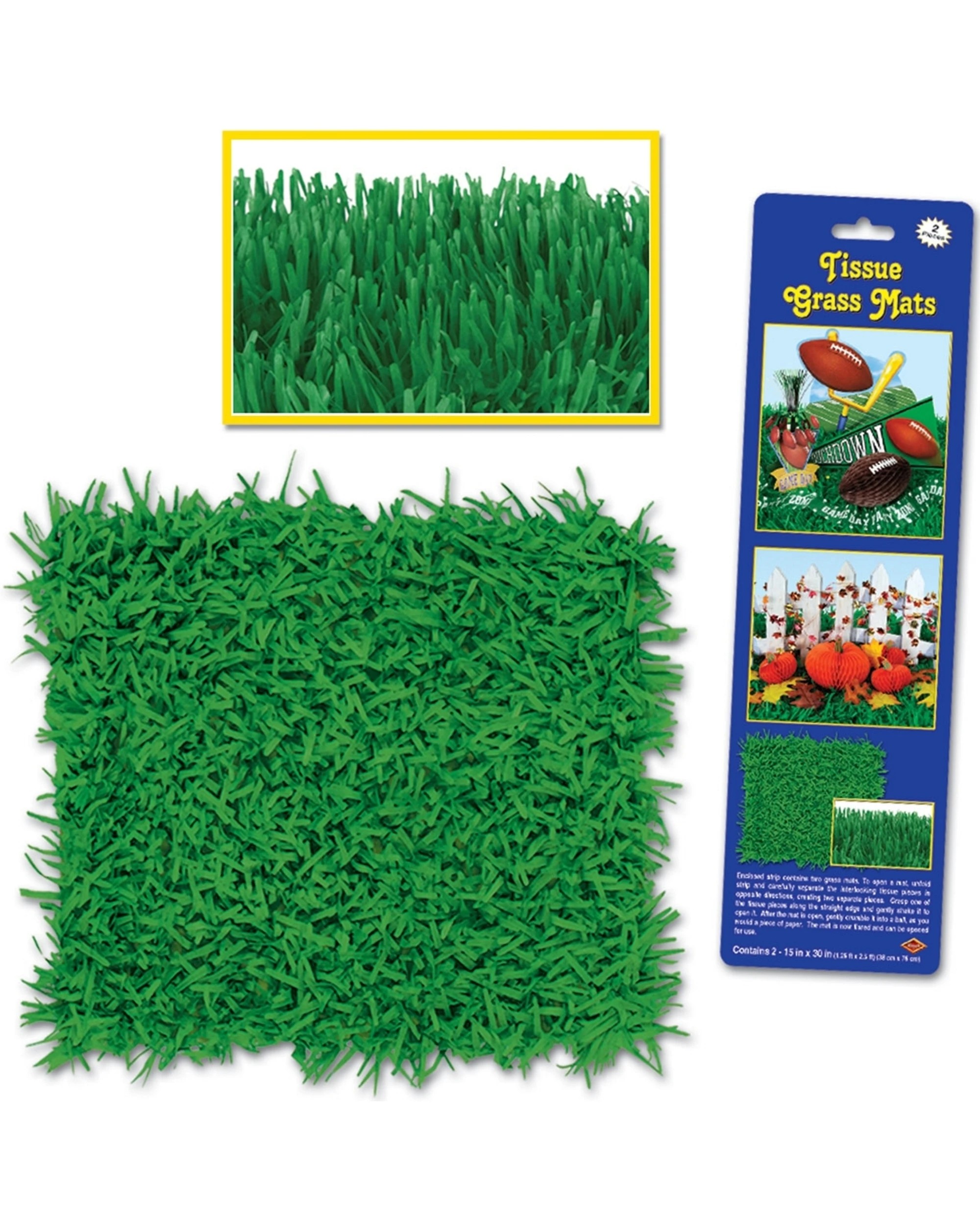 1 Beistle Tissue Grass Mat 2pcs - Green, 1 of 5