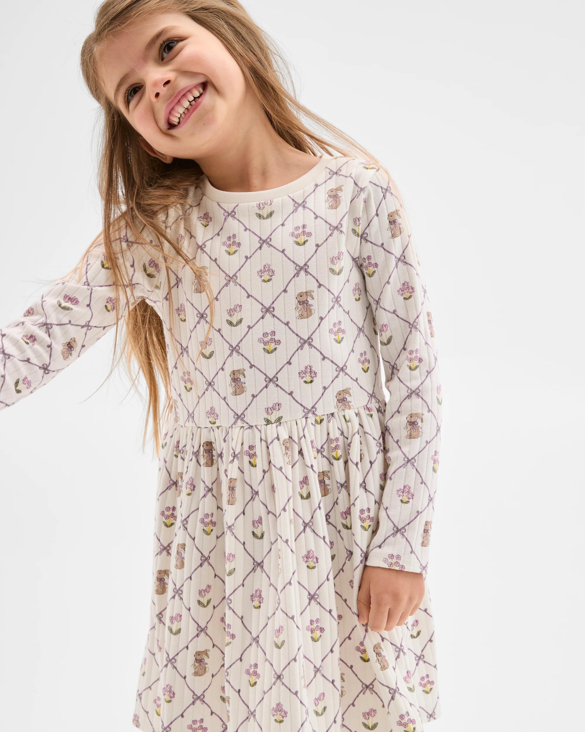 2 Target Kids Easter Australian Cotton Blend Long Sleeve Knit Dress AOP MULTI, 2 of 6