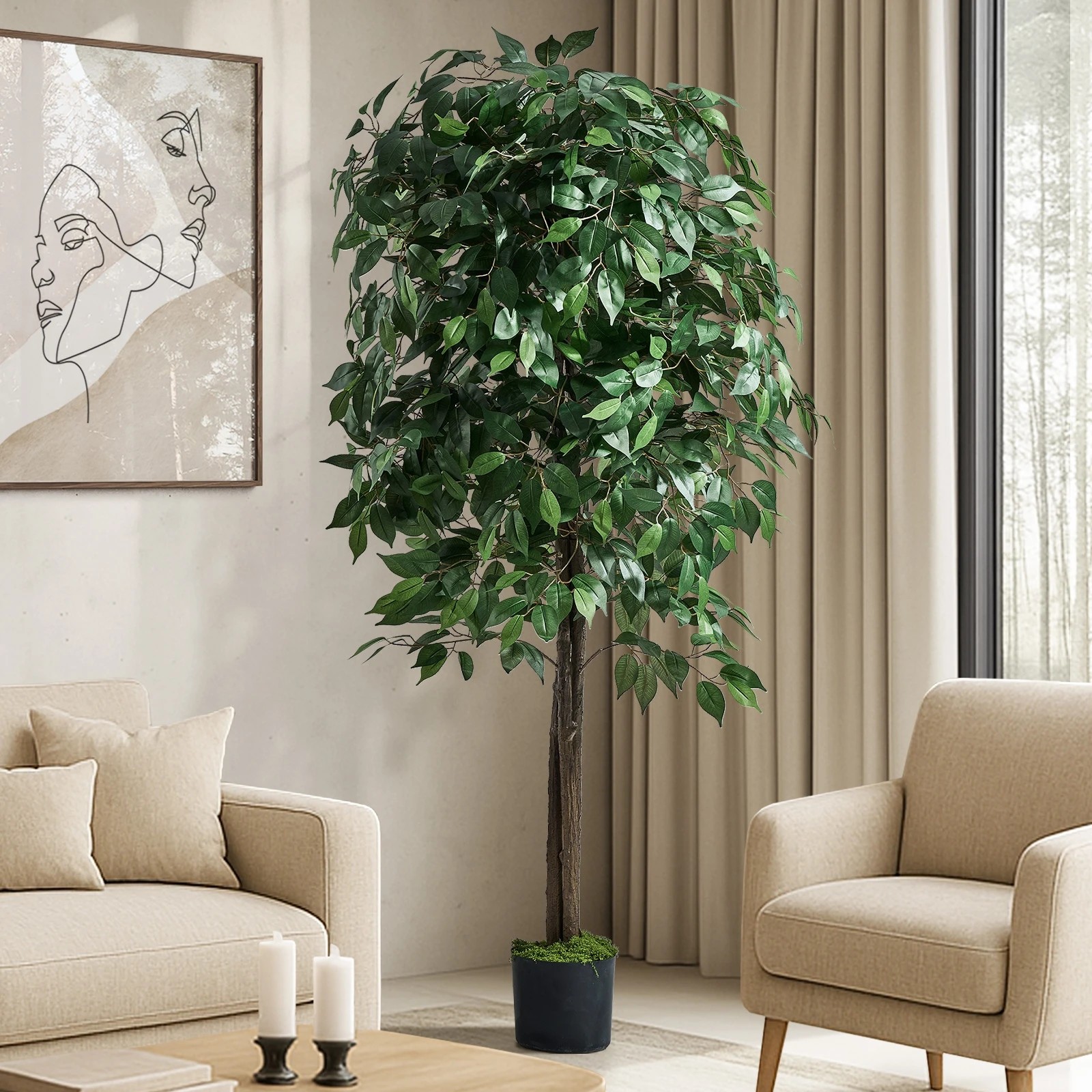 3 Livsip 180cm Artificial Ficus Tree - Green, 3 of 10