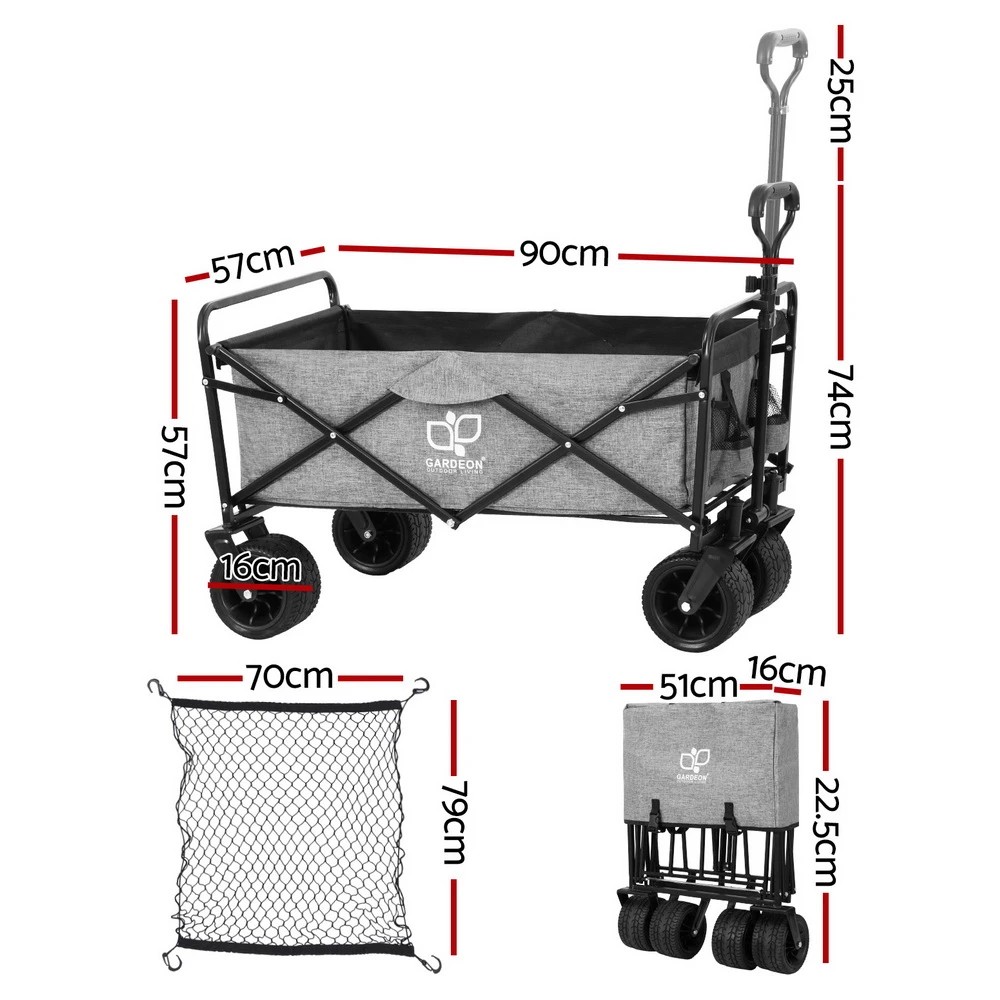 2 Gardeon Garden Cart with Cargo Net - Grey, 2 of 5