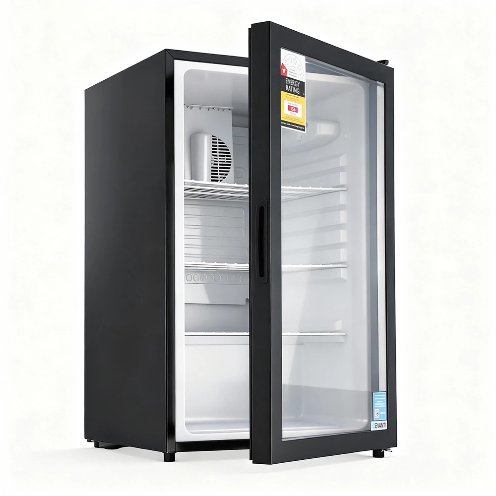 1 Devanti 105L Bar Fridge Glass Door Mini Fridge Countertop Cooler - Black, 1 of 2