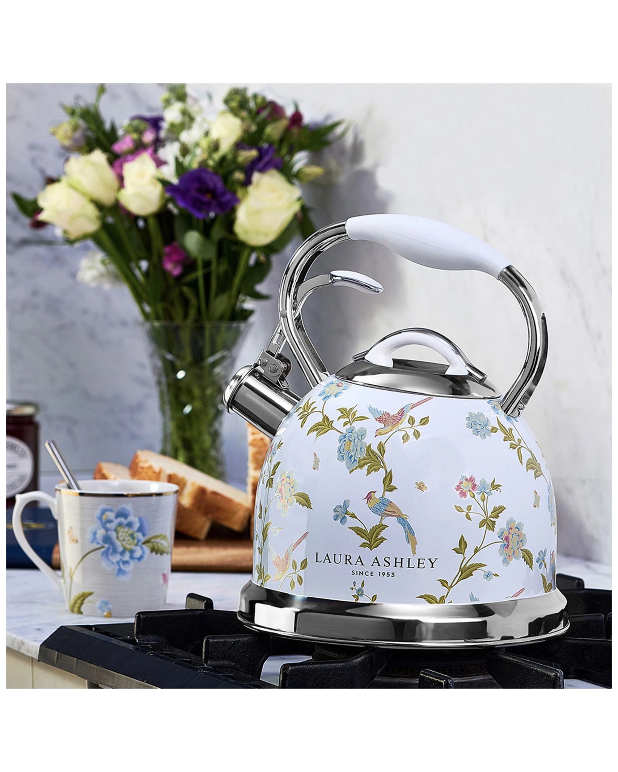 3 Laura Ashley Stove Top Kettle 2.5L 10 Cup Food Grade Stainless Steel Whistling - White, 3 of 7