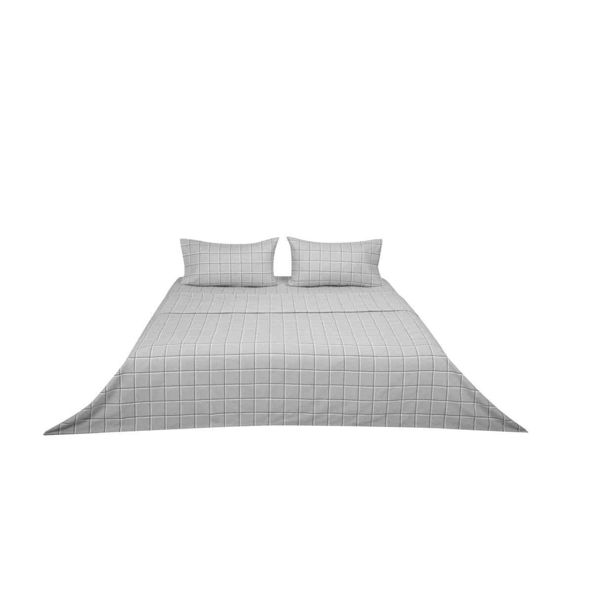 6 Check Flannelette Cotton Sheet Set - King Bed, Grey, 6 of 7