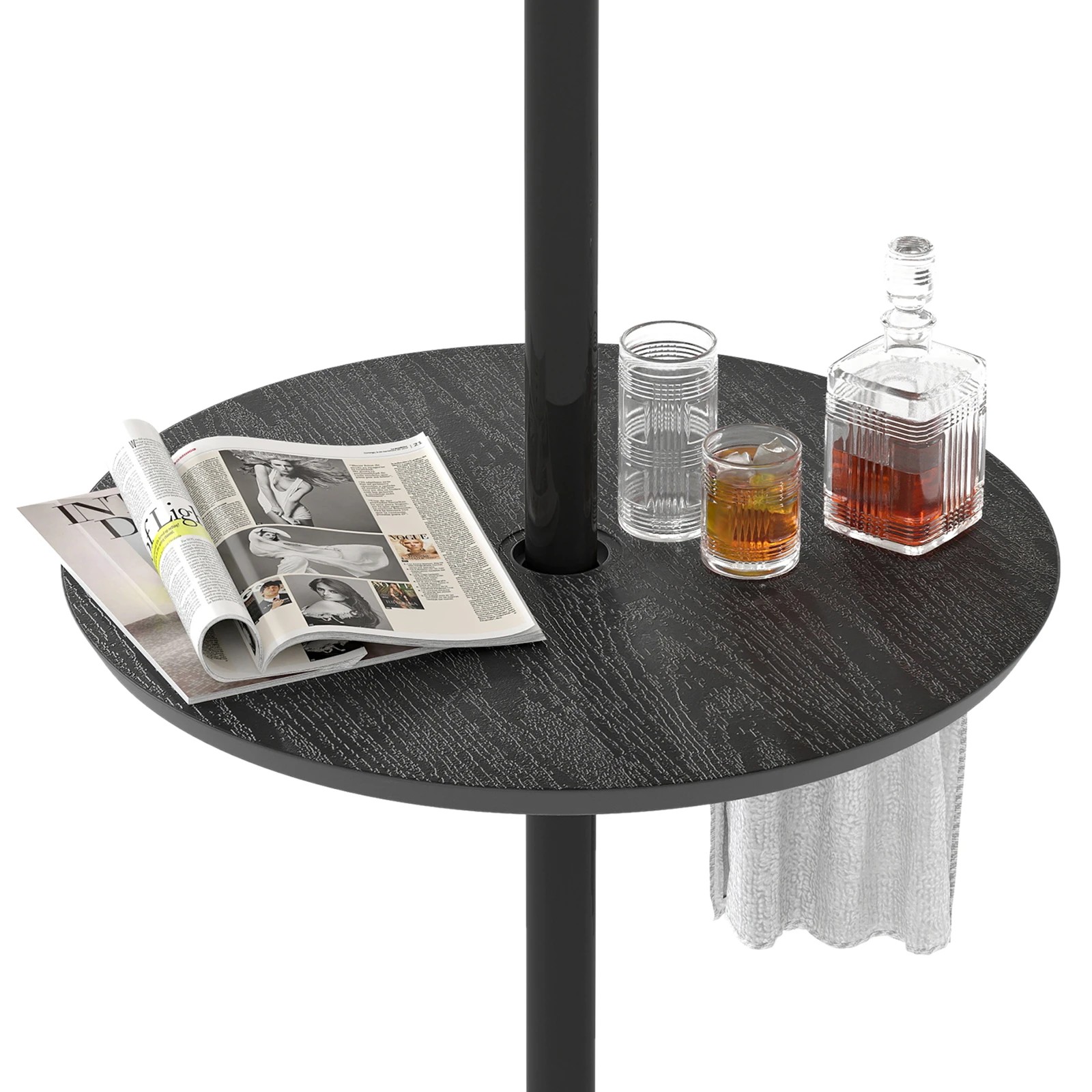 5 Costway 50cm Outdoor Umbrella Table for 38/48 mm Umbrella Pole Round Table Tray - Black, 5 of 5