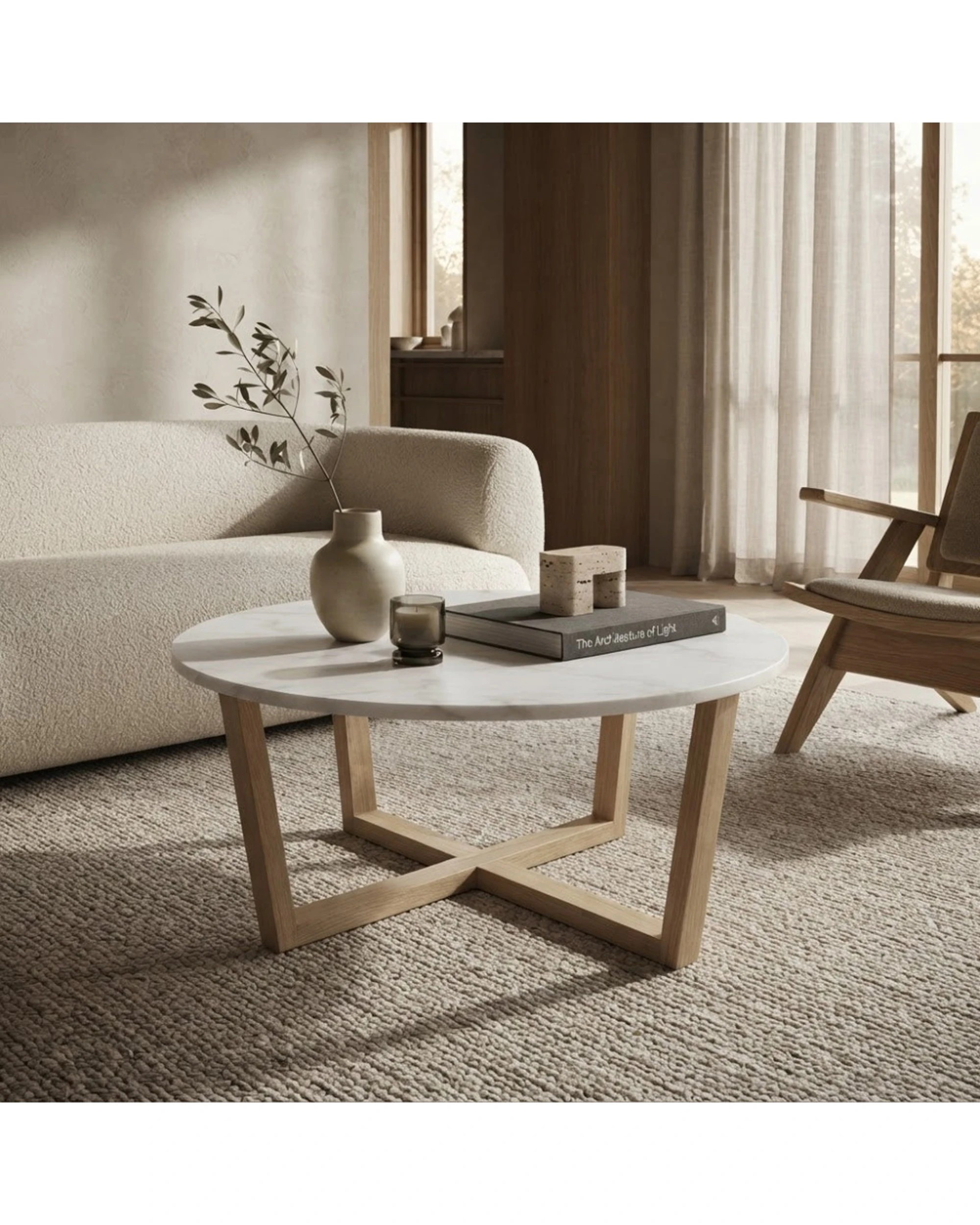2 Codu Lyra Coffee Table Marble Top 85x85x40cm - White, 2 of 9