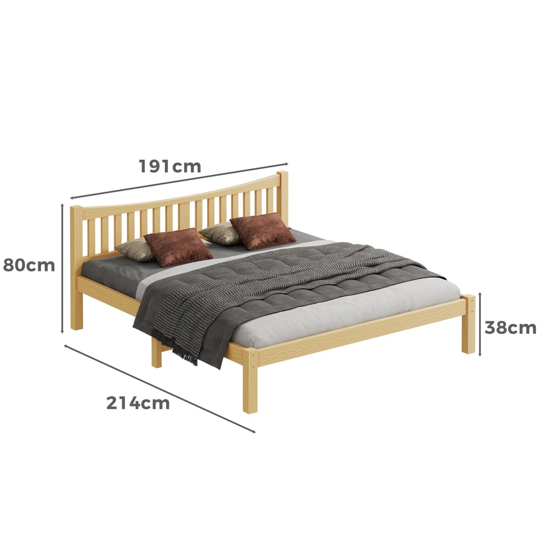 7 Alfordson Bed Frame Wooden King Size Solid Pine Timber Base Cambrie - Natural, 7 of 10