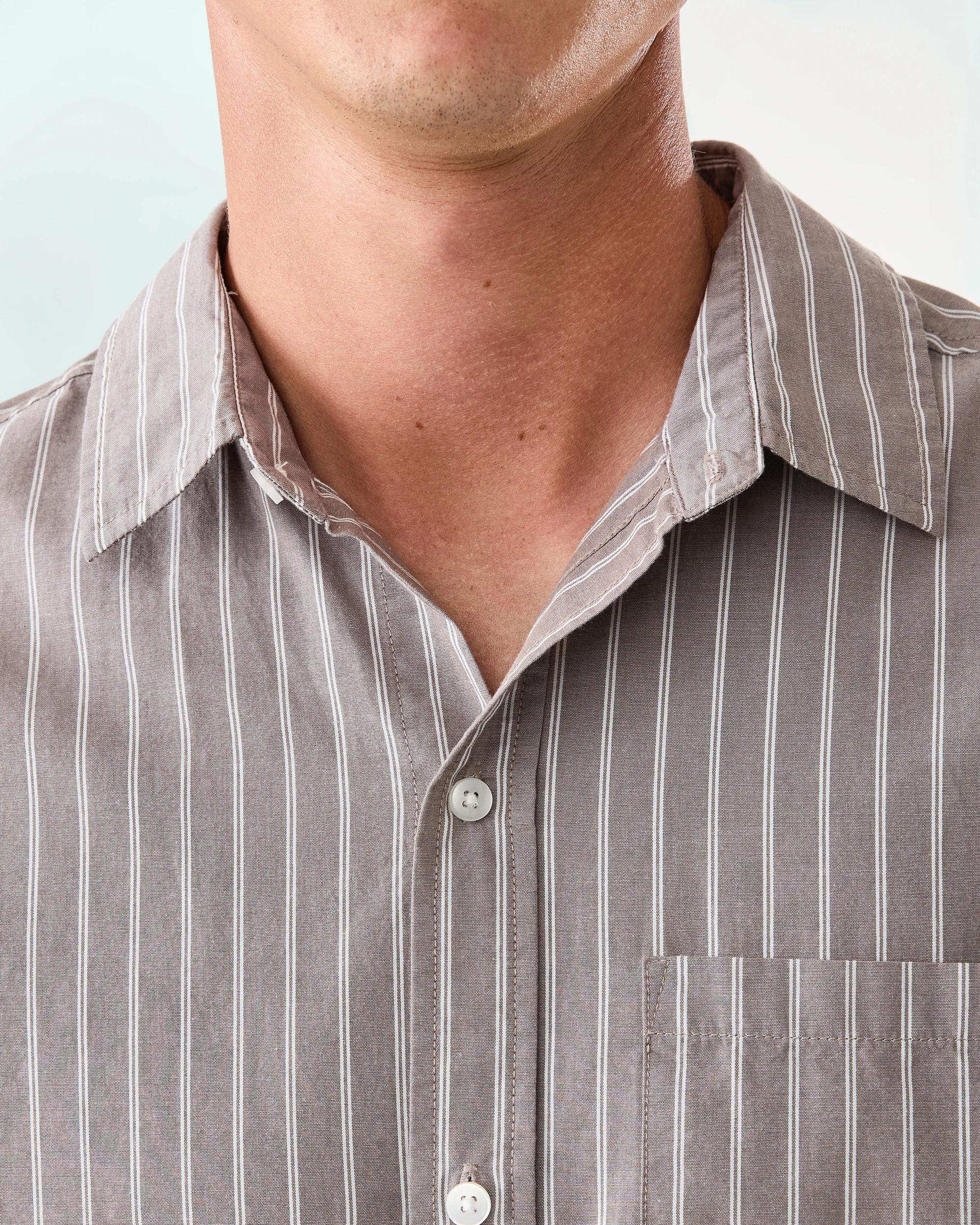 5 Short Sleeve Boxy Poplin Stripe Shirt Brn Stripe, 5 of 7