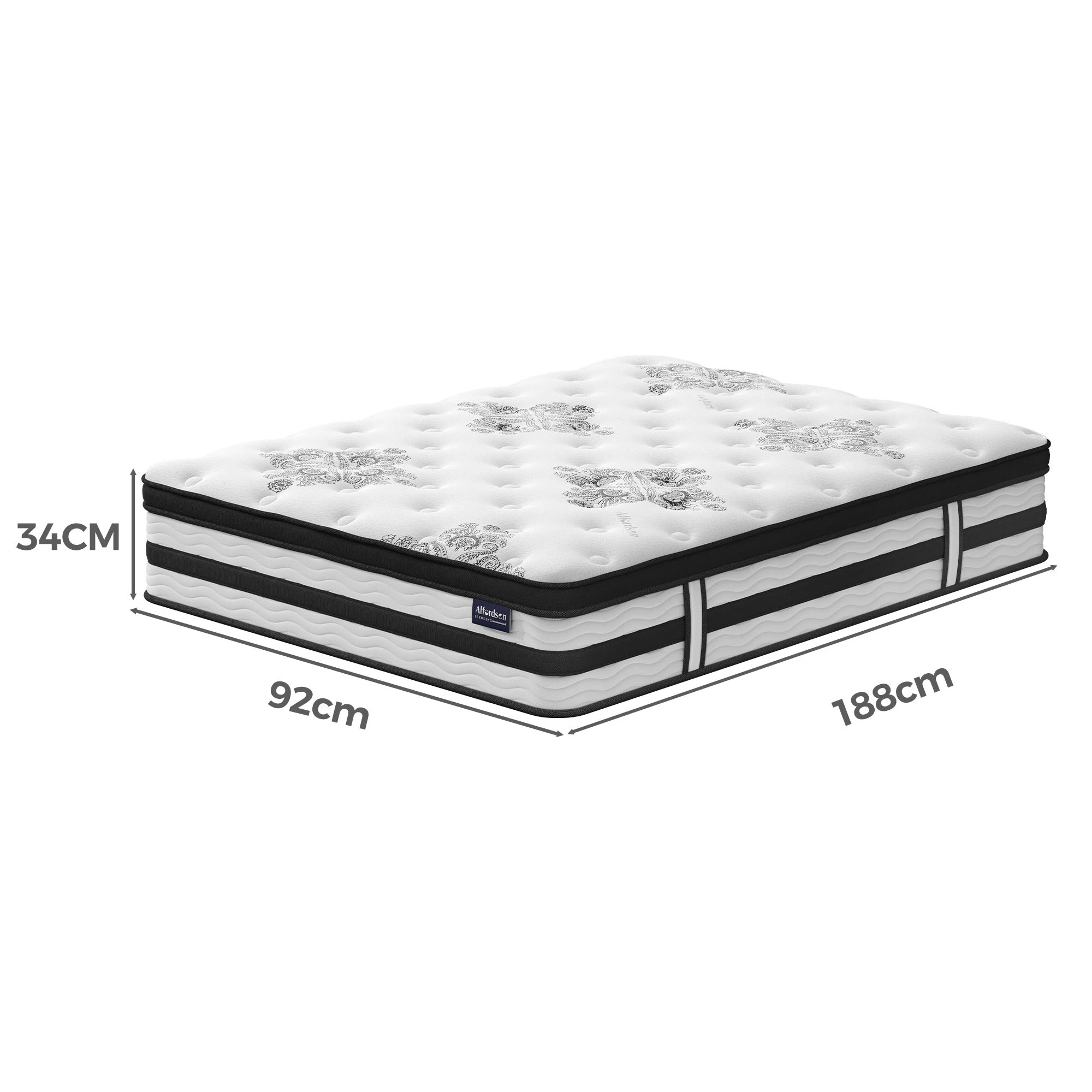 10 Alfordson Mattress Pocket Spring Latex Euro Top 34cm 5 zone - Single Bed, 10 of 10