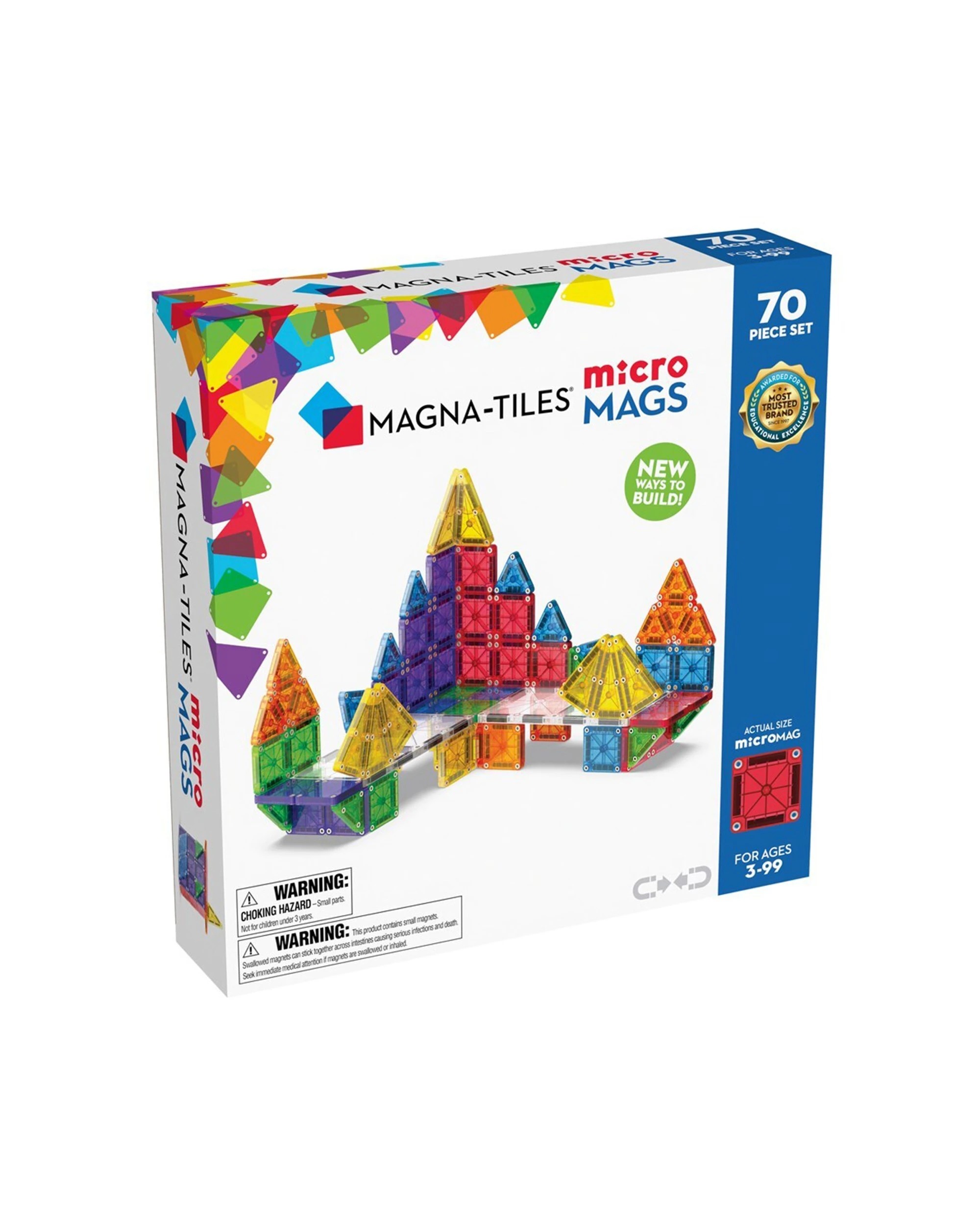 1 Magna-tiles 70pc Micromags Magnetic Tiles Kids Building Toy Ages 3 Plus - Compatible Set - Multi, 1 of 3