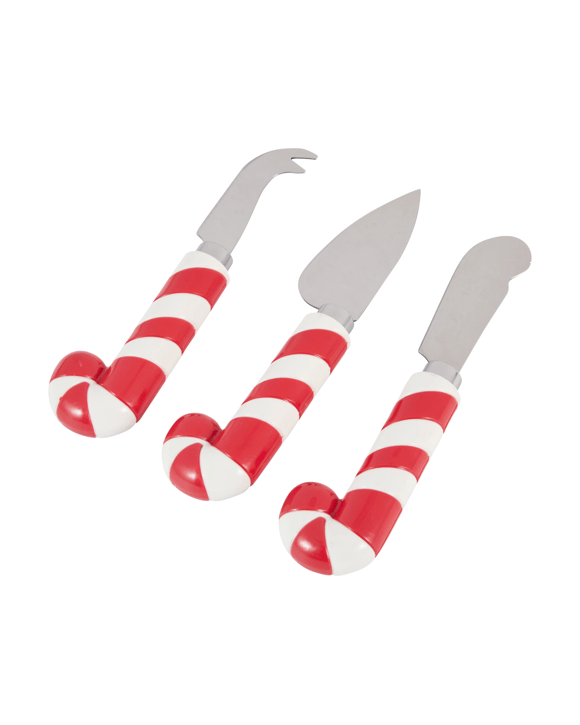3 Pack Red Candy Stripe Cheese Knives