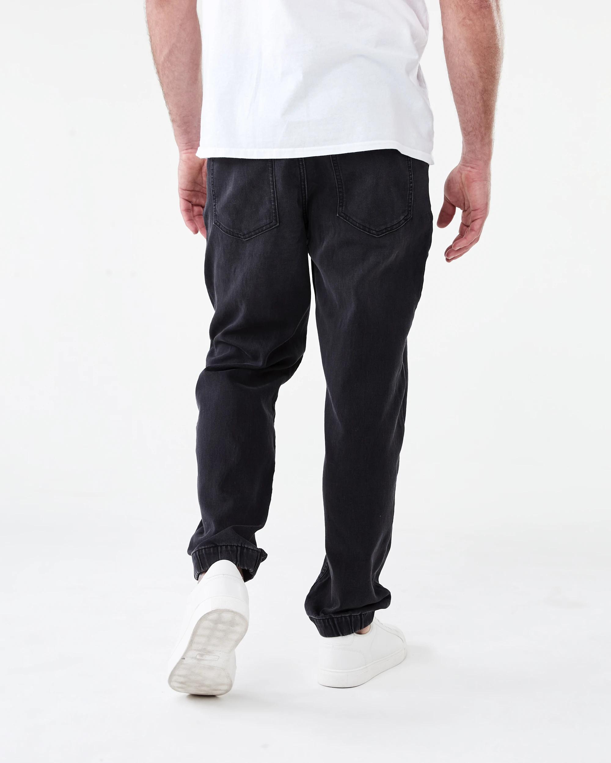 3 Cuffed Denim Joggers Black Wash, 3 of 5