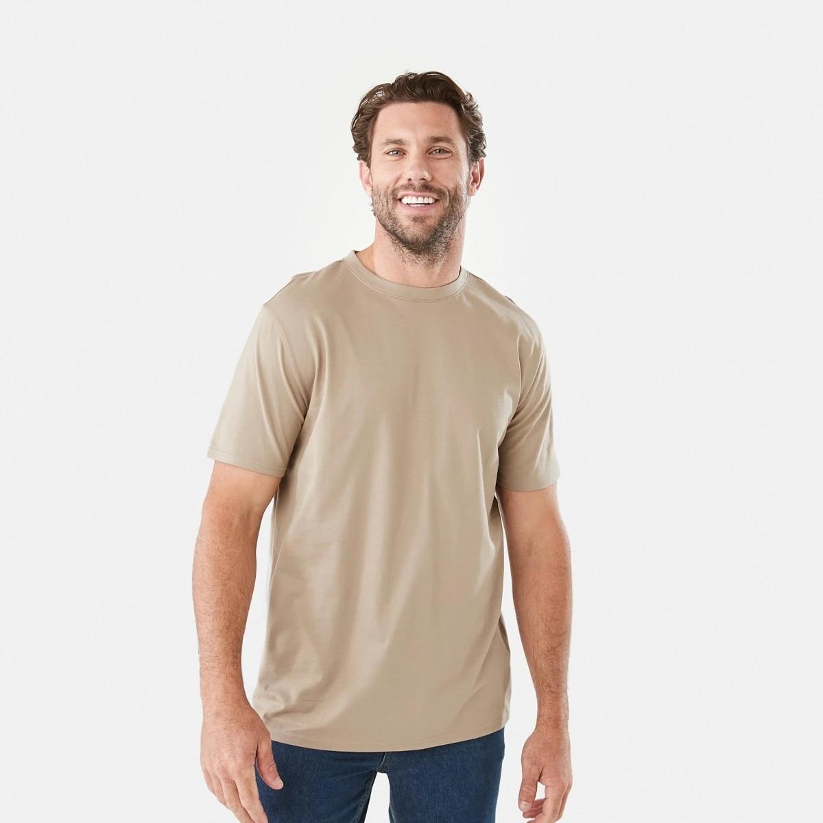 1 Australian Cotton Crew Neck T-shirt WARM SAND, 1 of 5