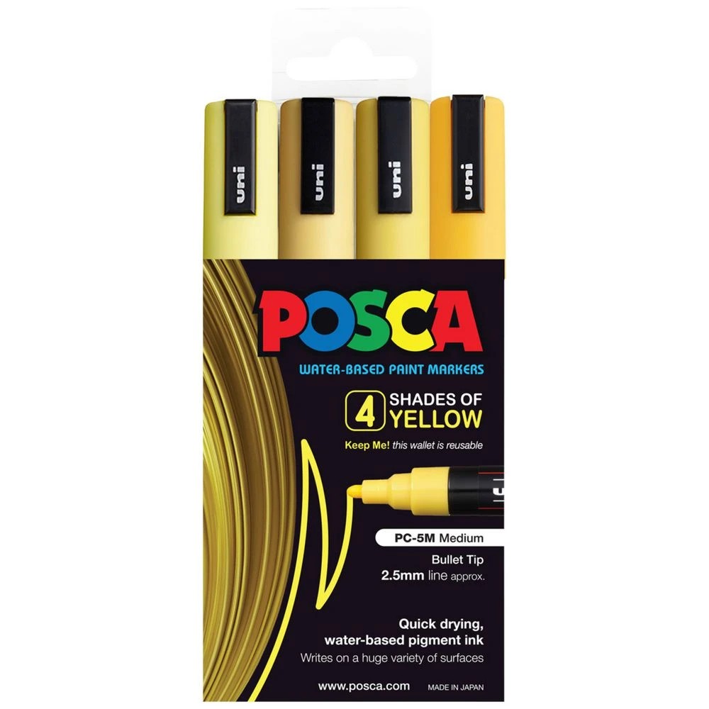 1 Posca PC-5M Paint Marker Yellow 4 Pack, 1 of 10