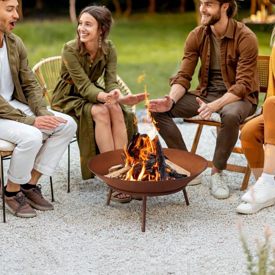 4 Grillz 56cm Fire Pit Iron Rustic Bowl Outdoor - Multi, 4 of 6