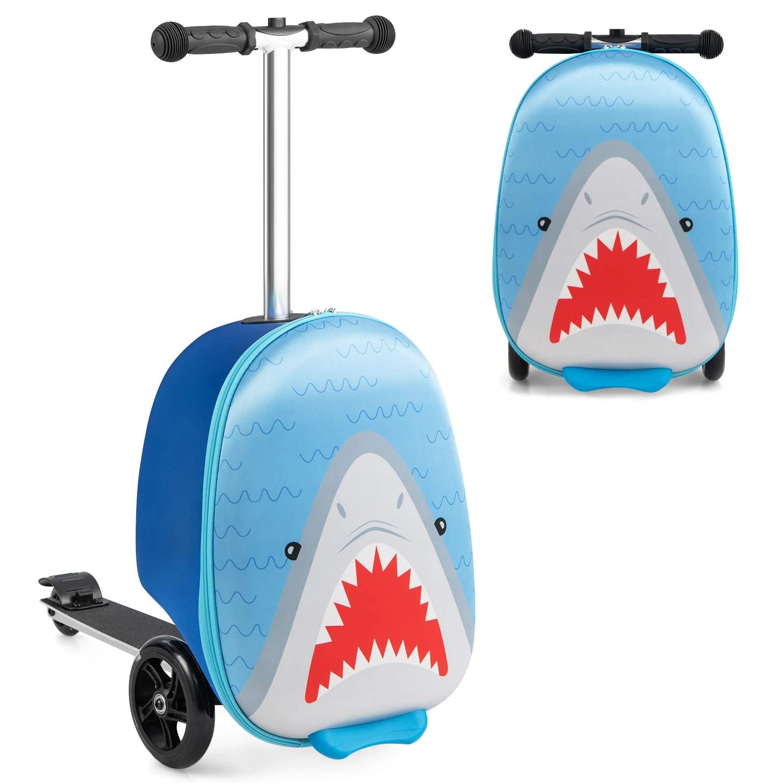 1 Costway Kids Suitcase Scooter Ride-on Luggage w/LED Wheels - Blue, 1 of 1