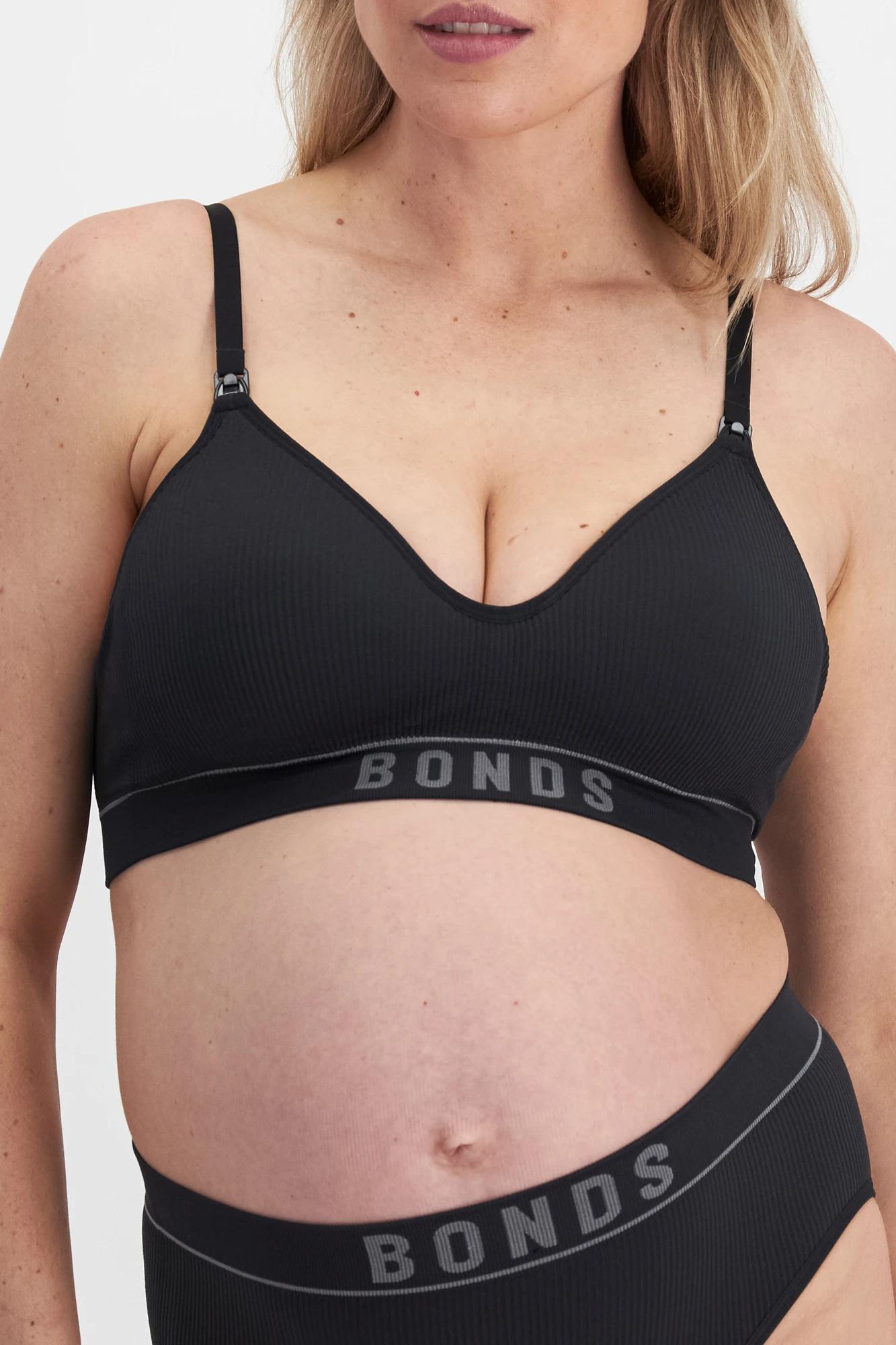 1 Bonds Maternity Bumps Retro Rib Wirefree Bra BLACK, 1 of 5
