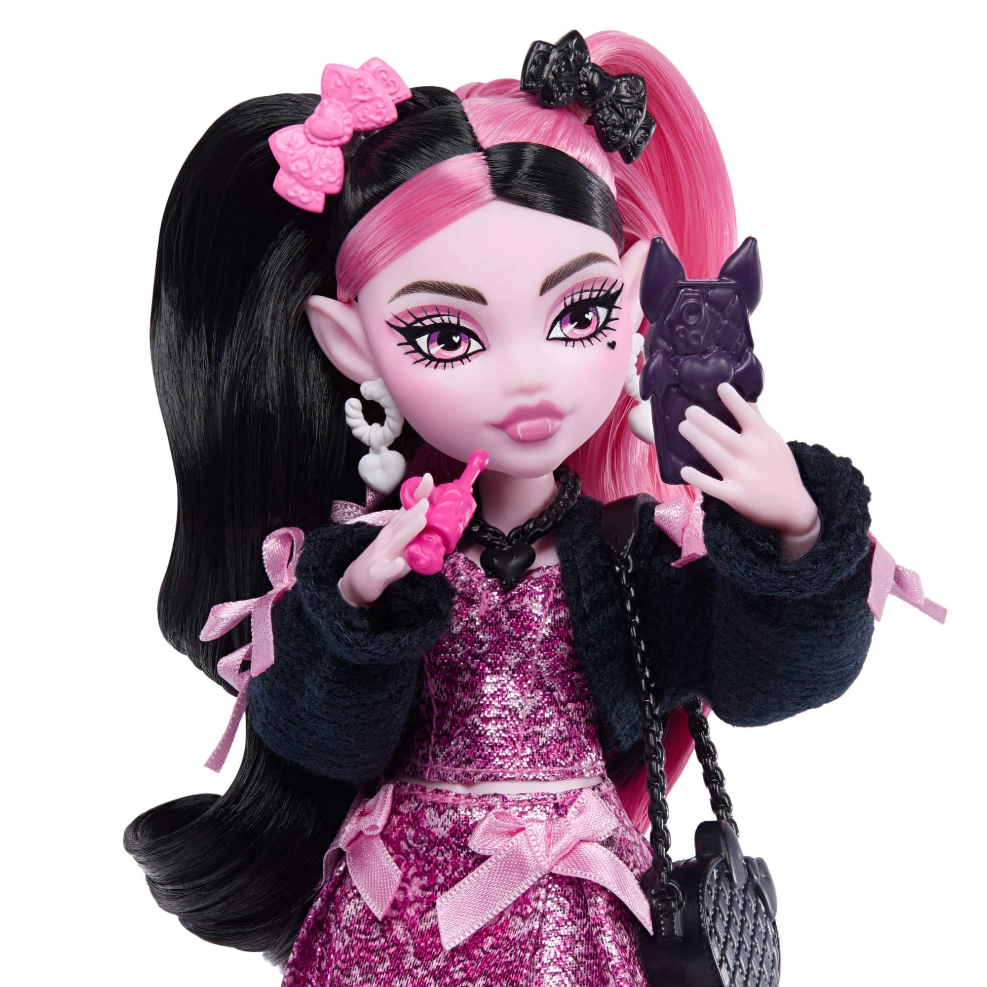 2 Monster High Draculaura Fashion Doll in Bow Dress & 7 Accessories, 2 of 6
