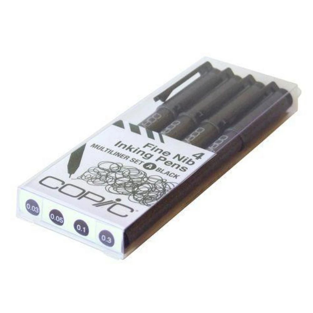 3 Copic Multiliner Fine Nib Inking Pens Set A Black 4 Pack, 3 of 3