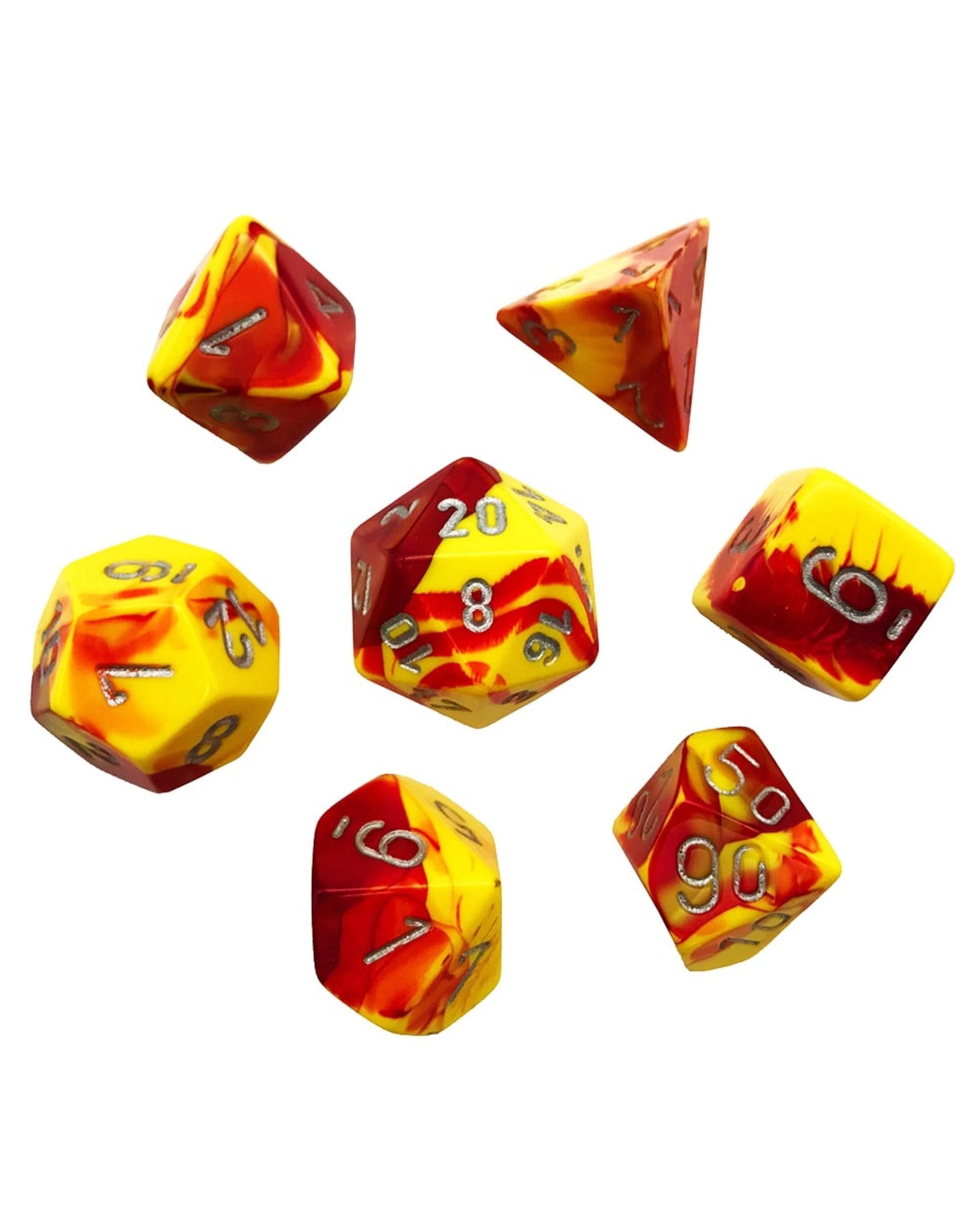 3 Chessex Gemini Polyhedral 7-Die Dice Set - Red/Yellow and Silver, 3 of 3
