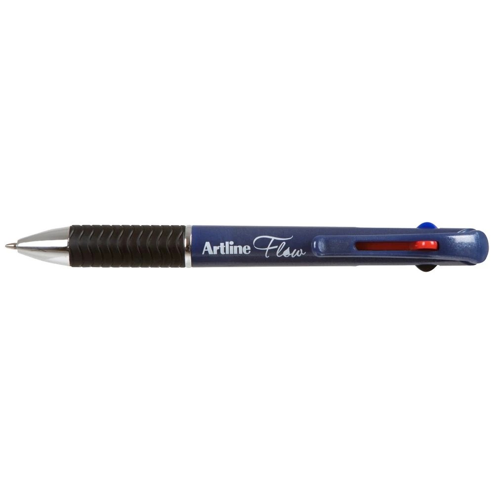 1 Artline Flow 4 Colour Retractable Ballpoint Pen Galaxy Blue, 1 of 2