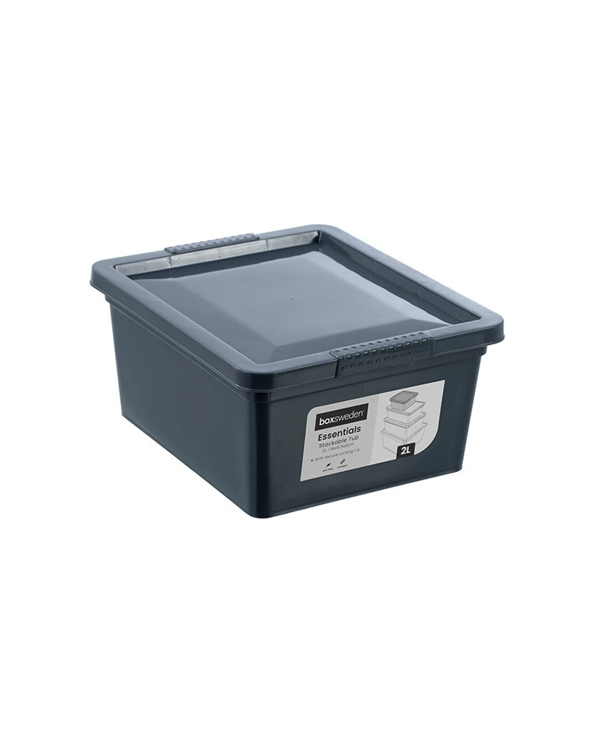 1 Boxsweden Essentials 2L Stackable Tub With Lid - Storage Container - Assorted, 1 of 5