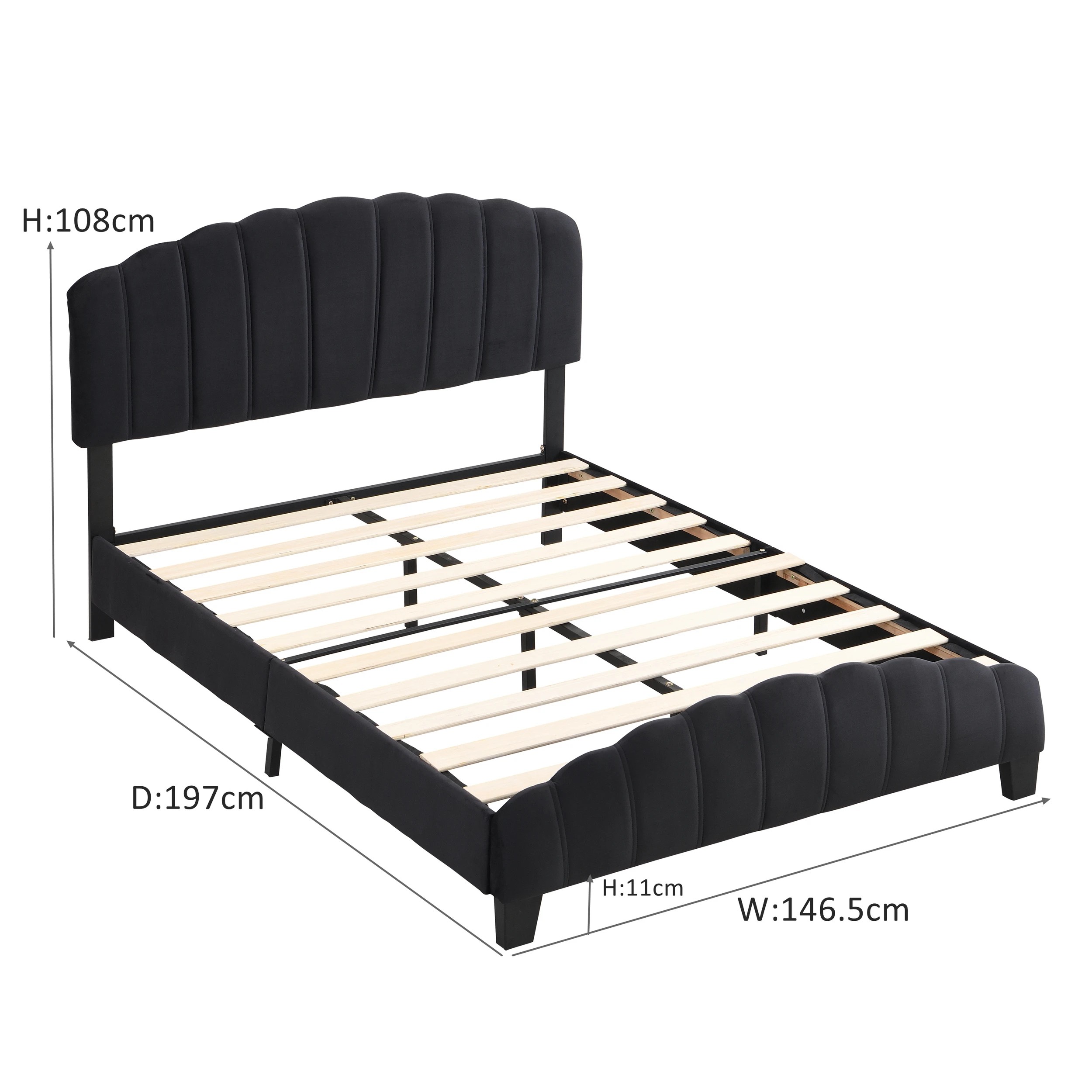 10 IHOMDEC Double Size Bed Frame - Black - Black, 10 of 10