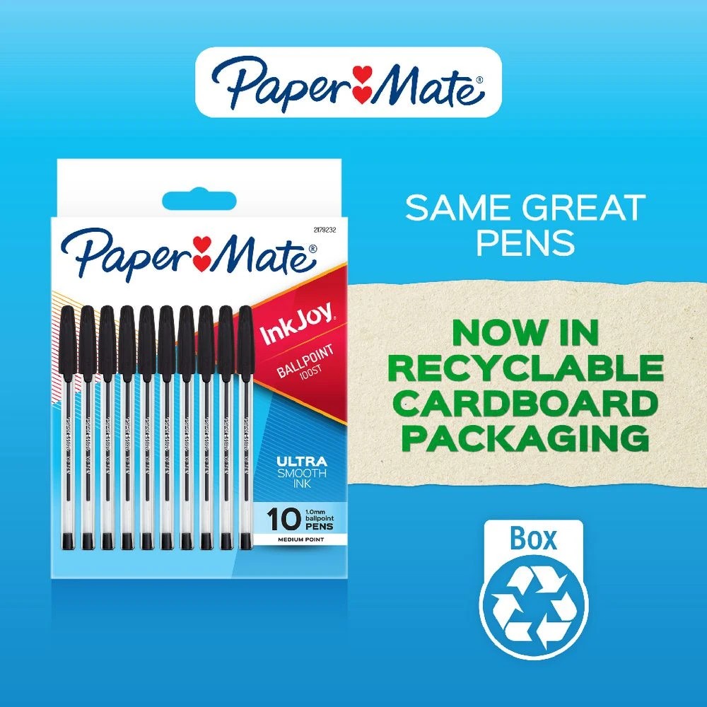3 Paper Mate InkJoy 100 Ballpoint Pens Black 10 Pack, 3 of 4