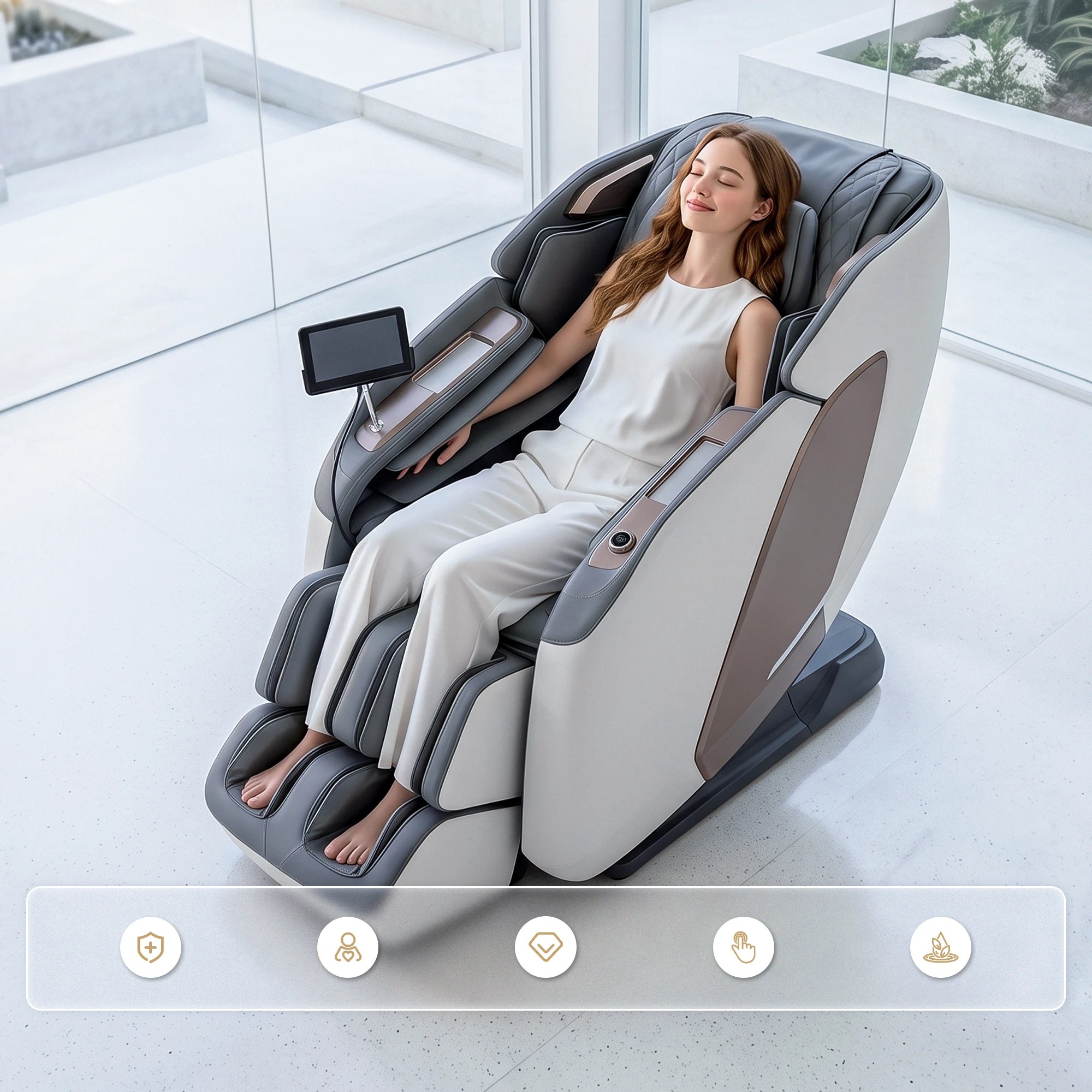 8 Livemor Prestige 4D Massage Chair Dual Mechanism Full Body SL-Track Zero Gravity Recliner Body Scan - Multi, 8 of 10