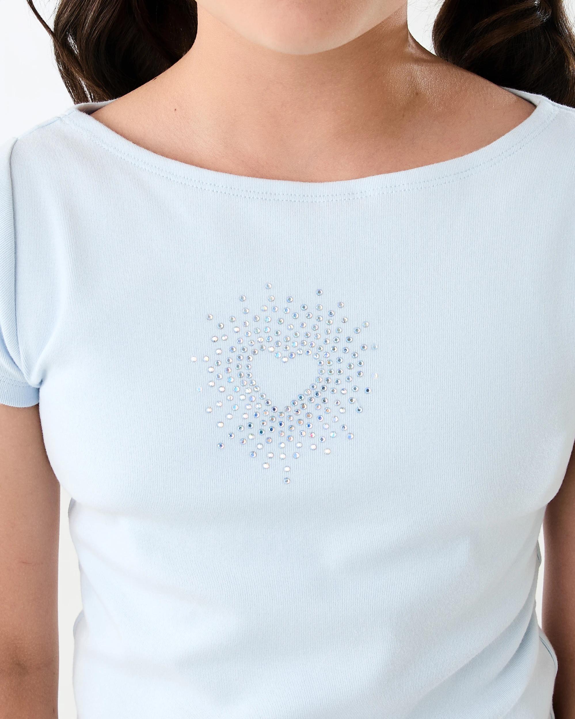 4 Short Sleeve Boat Neck T-shirt Blue Heart, 4 of 7