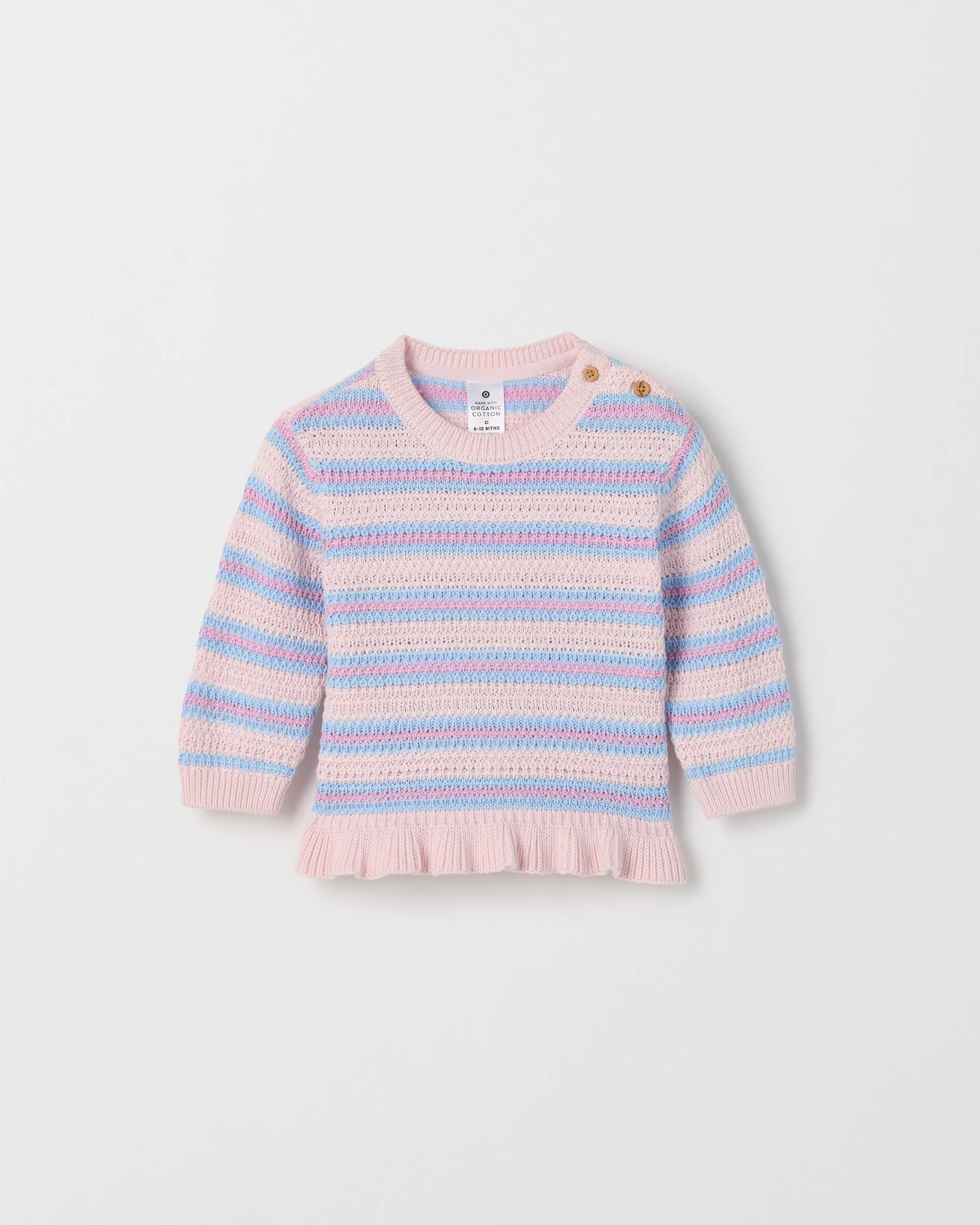4 Target Baby Organic Cotton Lightweight Knit Jumper STRIPE PINK, 4 of 5
