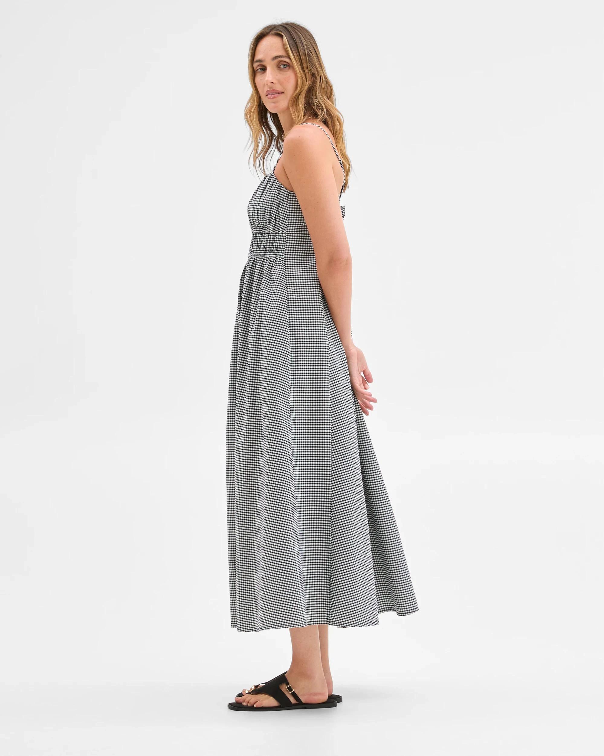 3 Target Woman Channel Tie Sleeveless Maxi Dress GINGHAM, 3 of 7