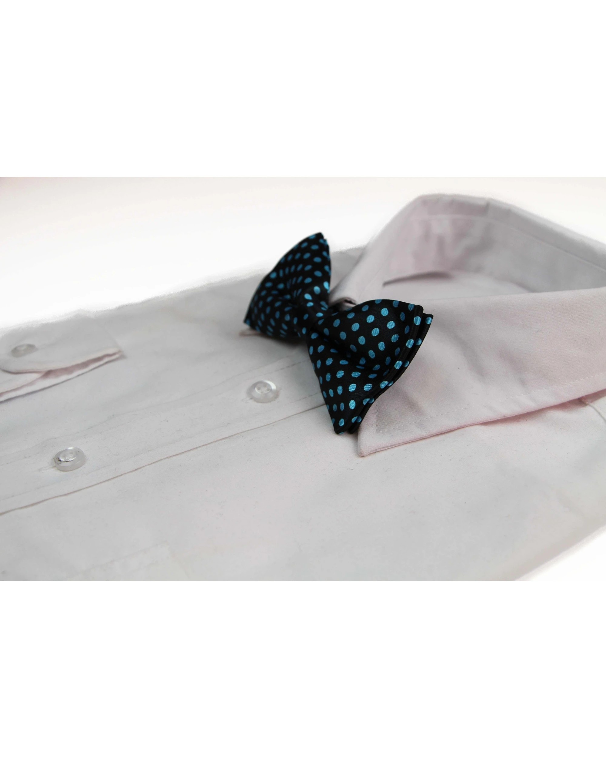 1 Zasel Mens Black With Light Blue Small Polka Dot Patterned Bow Ties - Multi, 1 of 4
